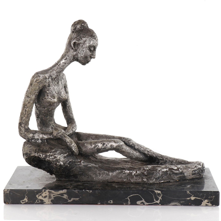 Reclining Female Figure Sculpture, Late 20th Century