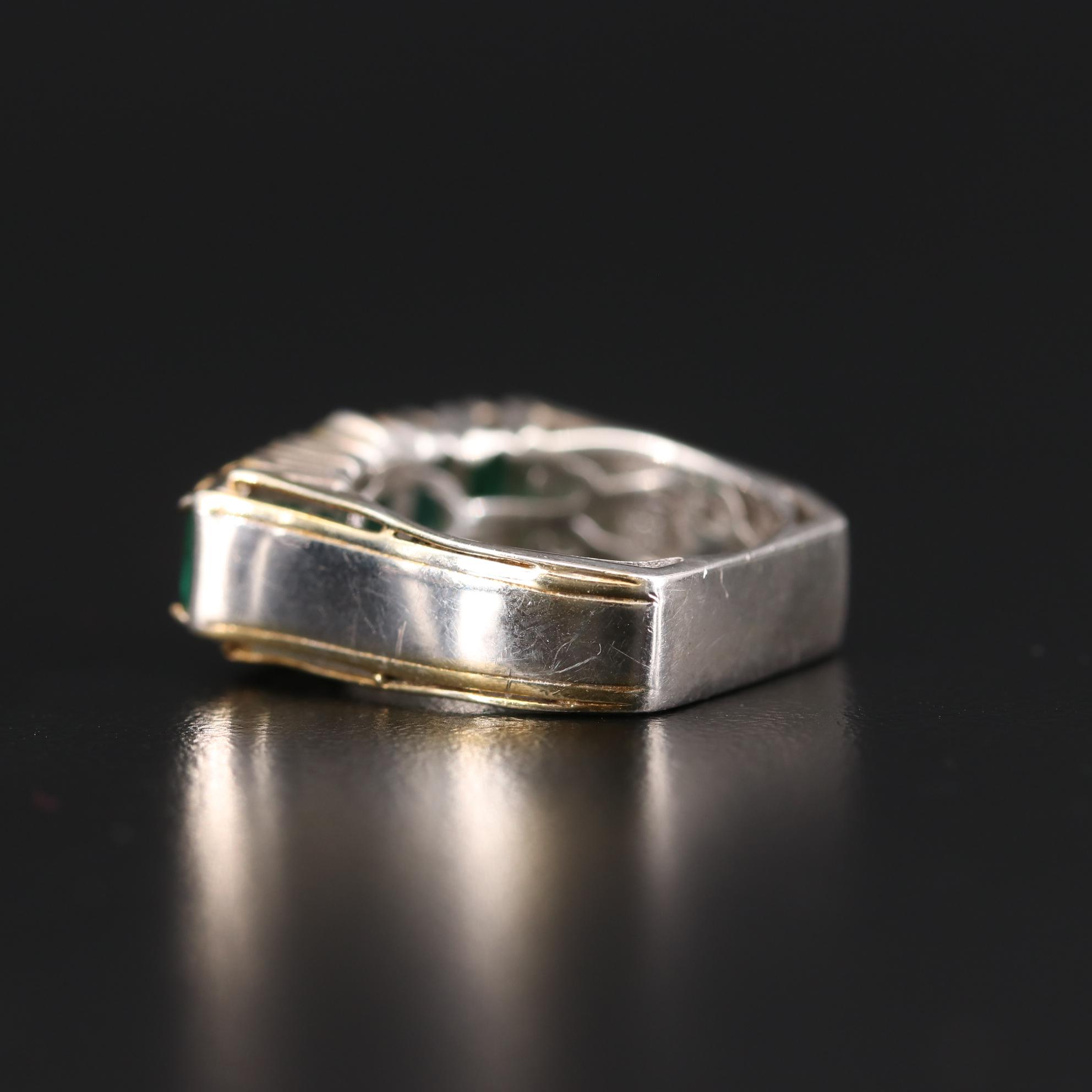 Sterling Silver Emerald Bar Ring