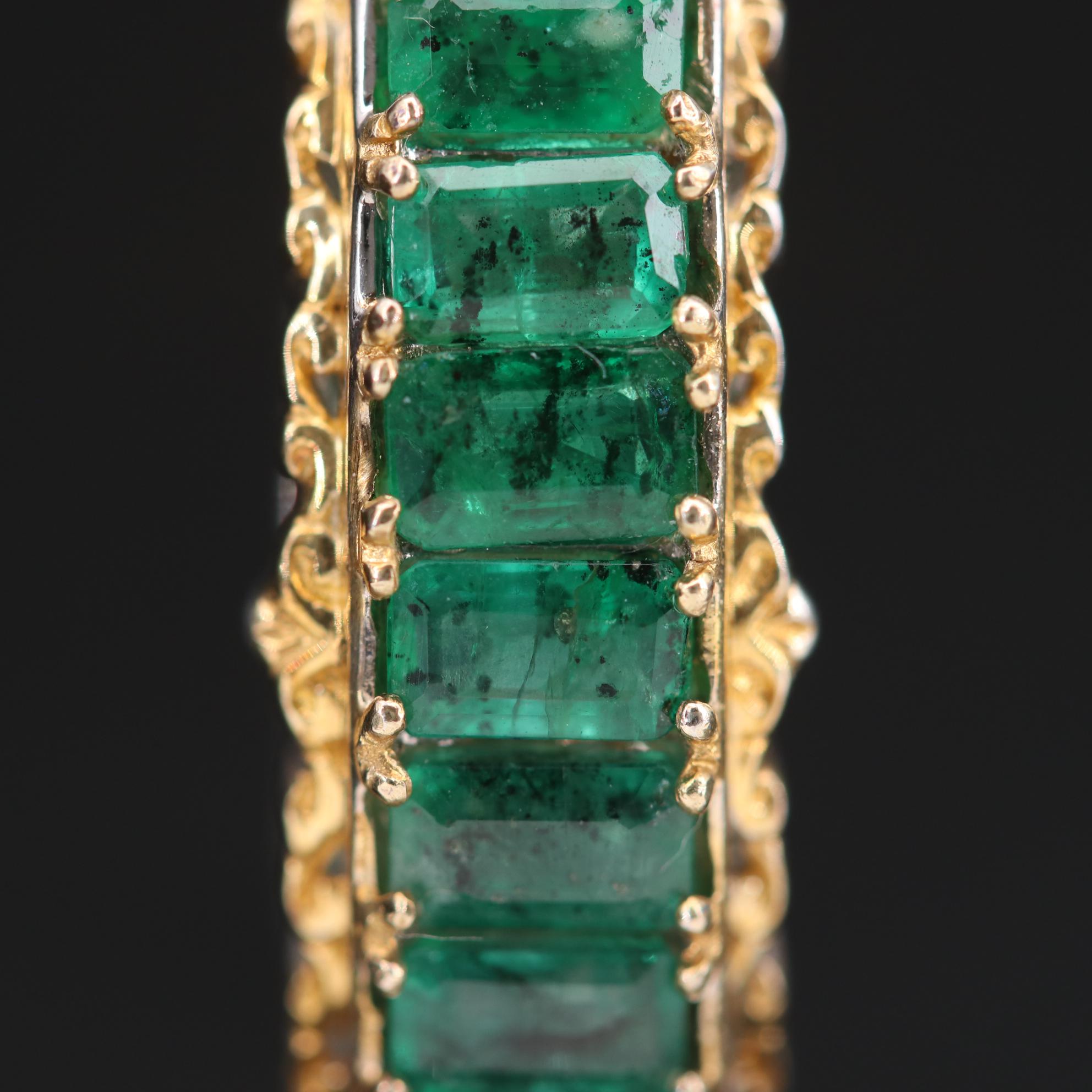 Sterling Silver Emerald Bar Ring