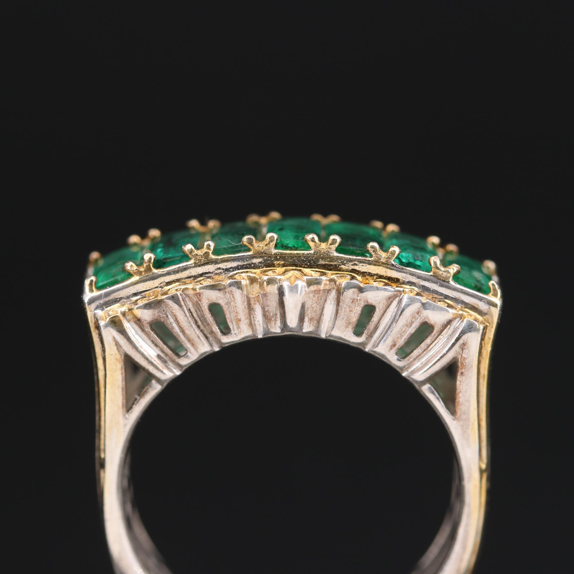 Sterling Silver Emerald Bar Ring