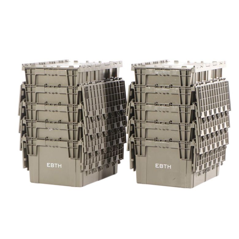 Ten Grey Plastic Storage Totes