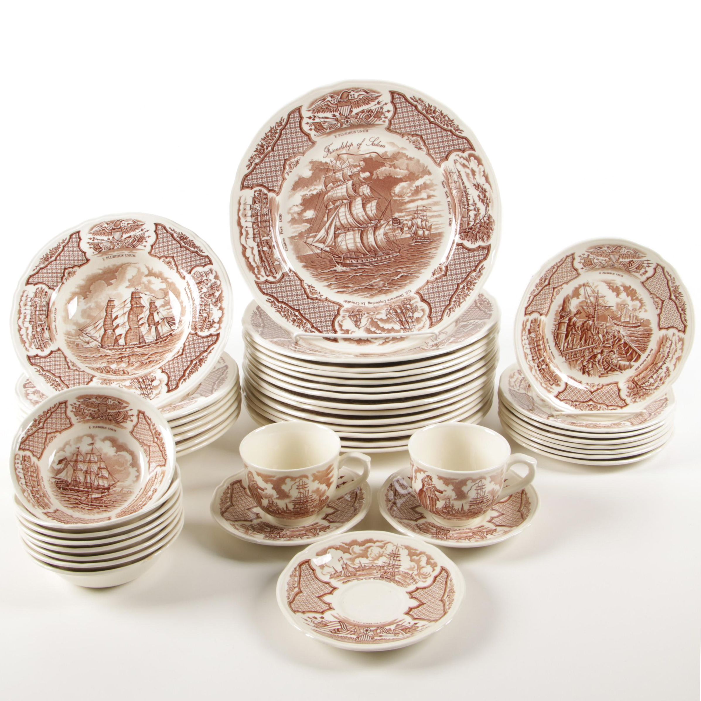 Alfred Meakin Brown "Fair Winds" Earthenware Dinnerware, Mid-Century