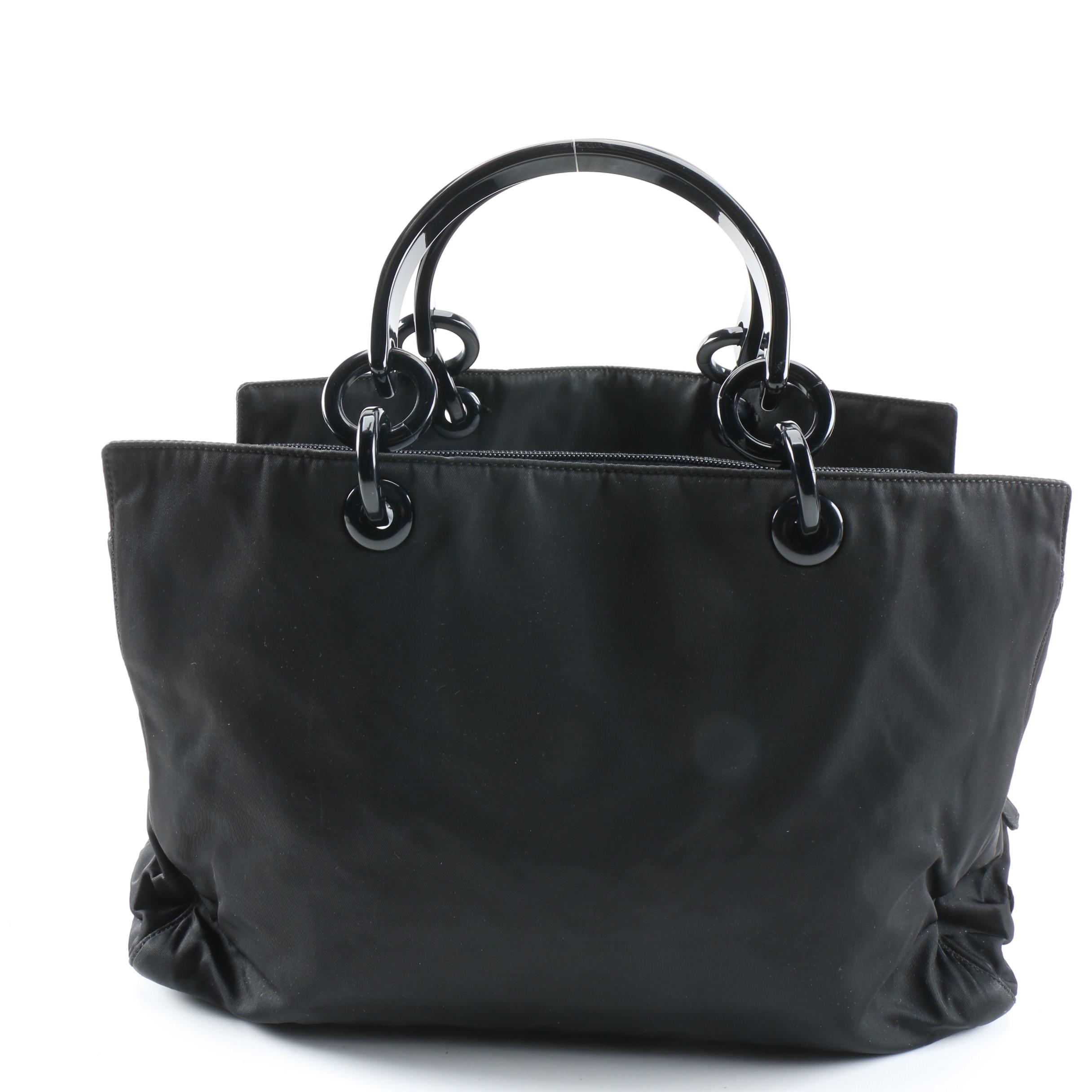 Prada Ring Handle Tote in Black Tessuto Nylon
