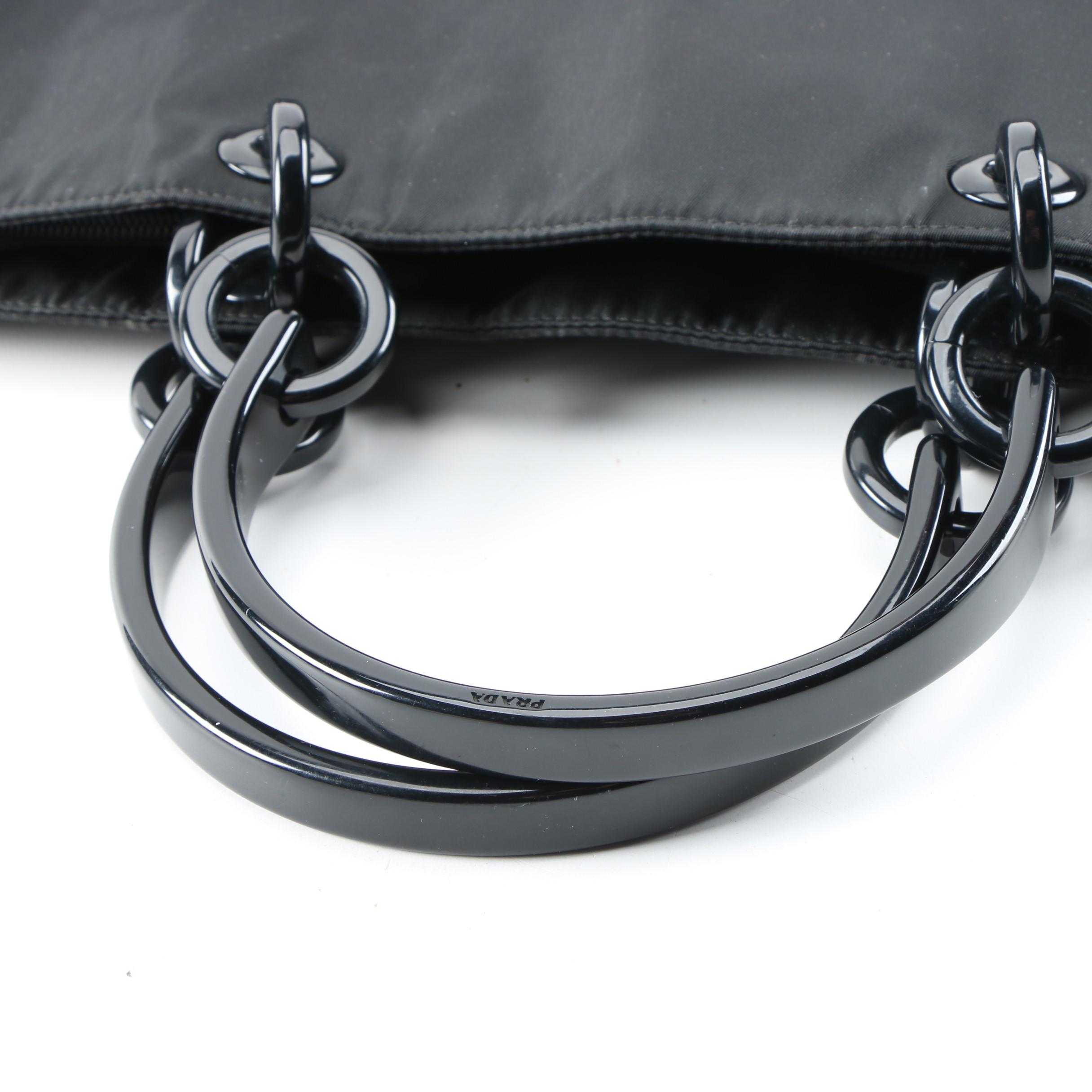 Prada Ring Handle Tote in Black Tessuto Nylon