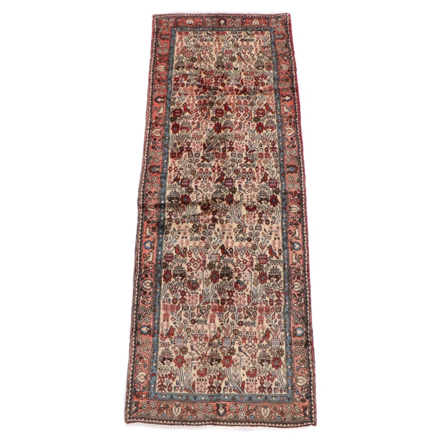 3'7 x 10'3 Hand-Knotted Persian Pictorial Wool Long Rug