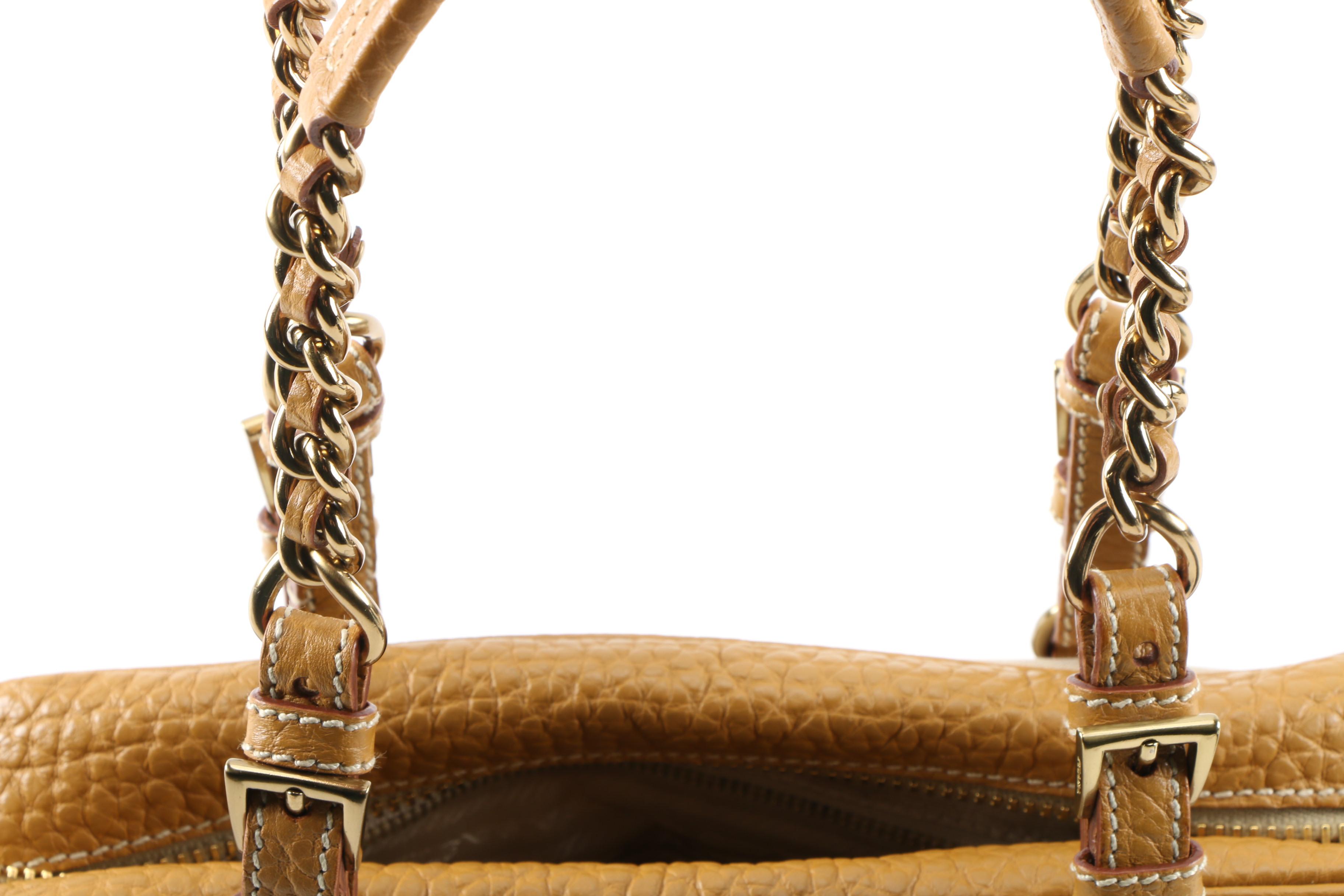 Prada Canapa and Berlino Satchel with Chain Link and Leather Straps