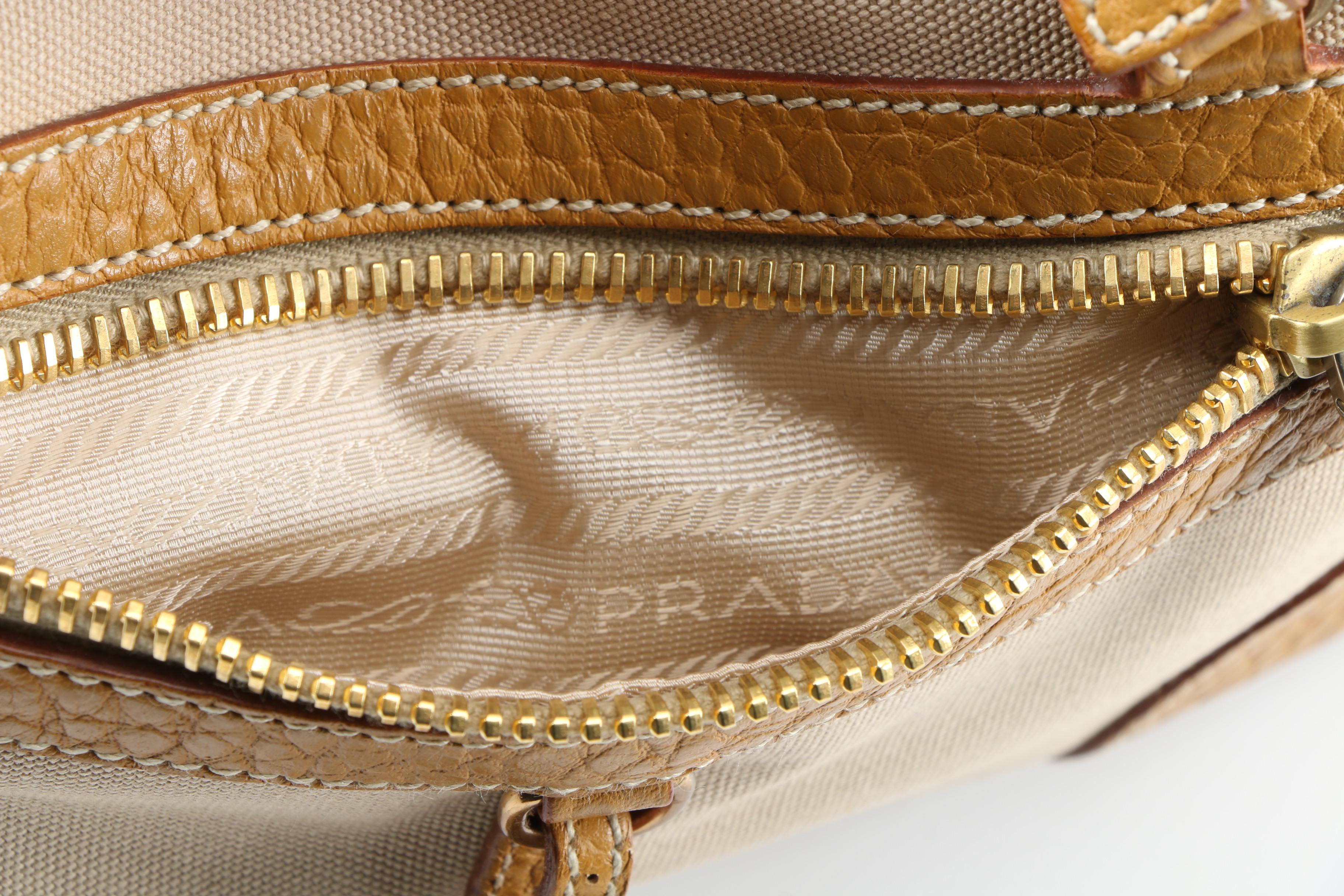 Prada Canapa and Berlino Satchel with Chain Link and Leather Straps