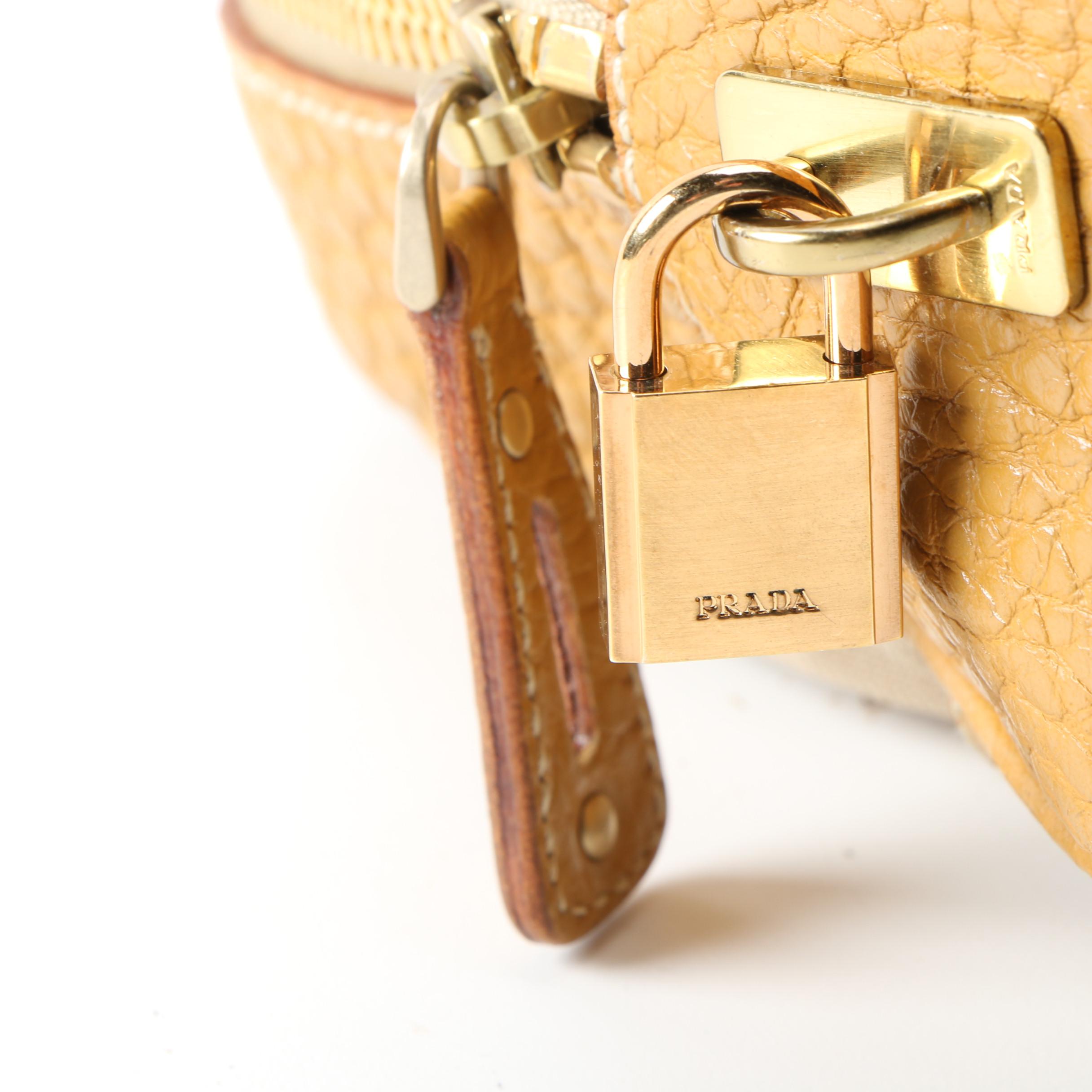 Prada Canapa and Berlino Satchel with Chain Link and Leather Straps