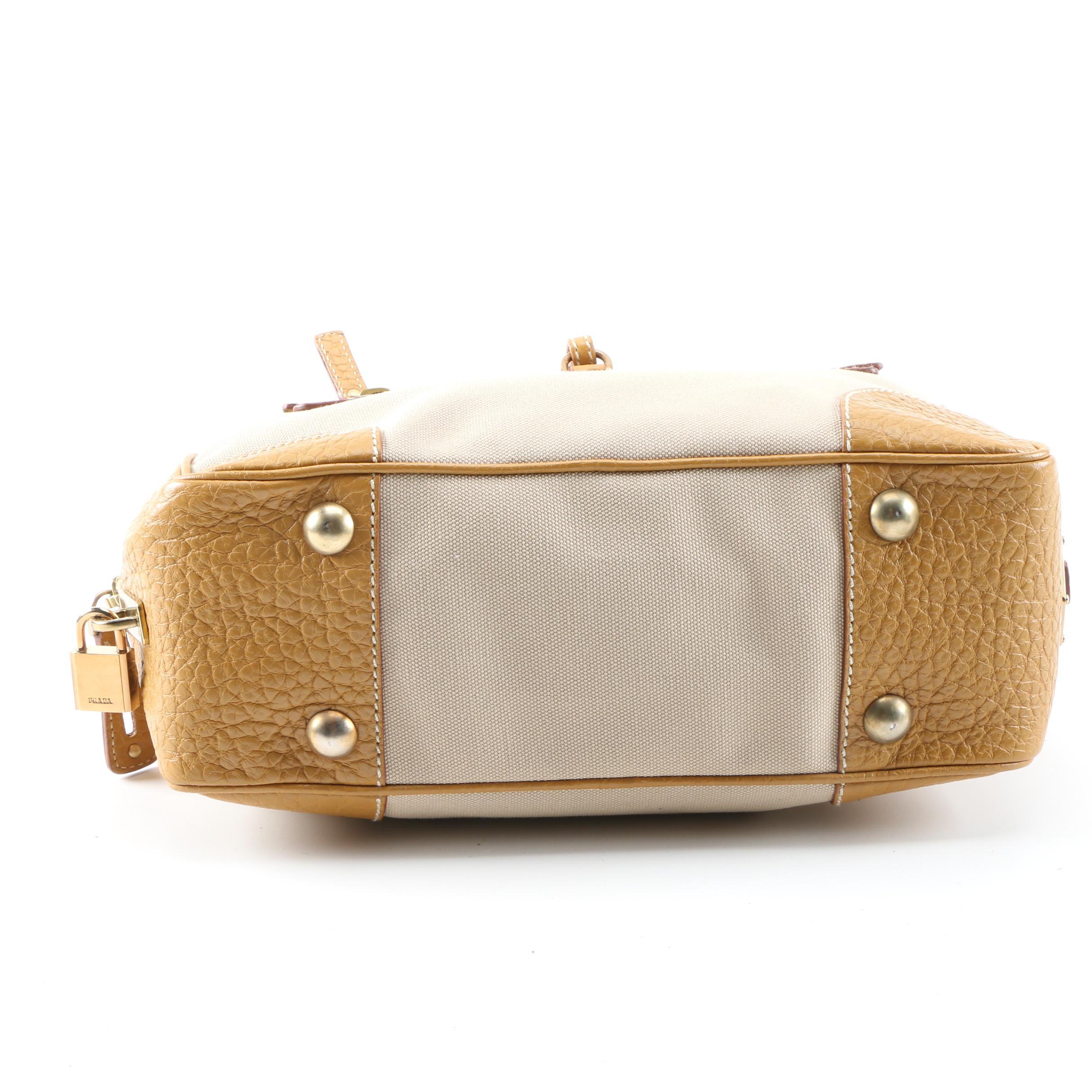 Prada Canapa and Berlino Satchel with Chain Link and Leather Straps