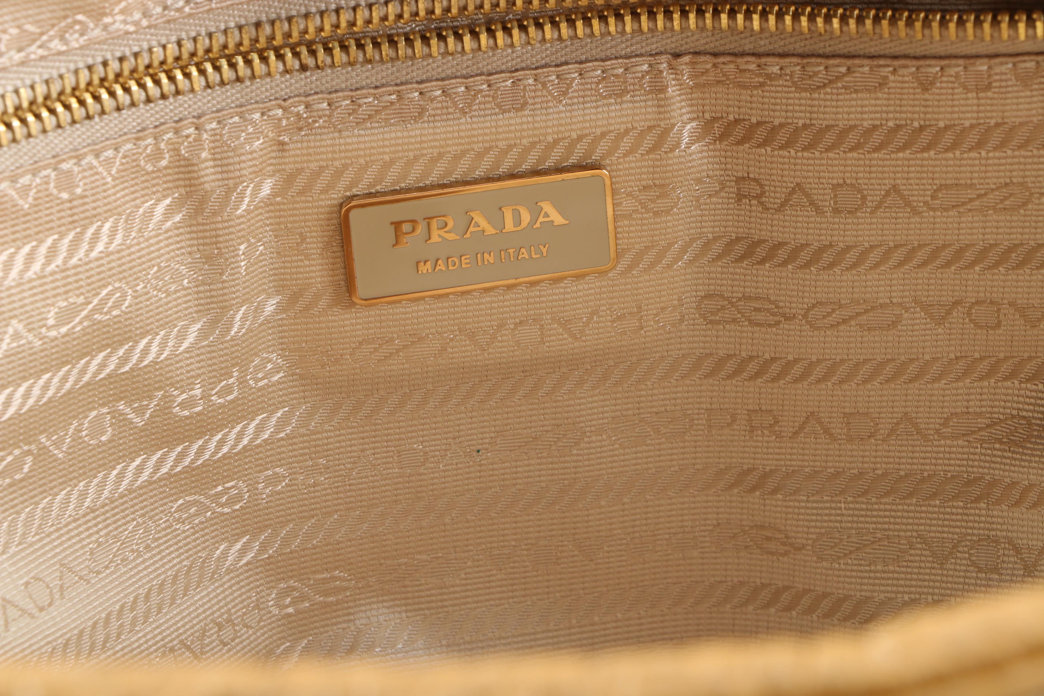Prada Canapa and Berlino Satchel with Chain Link and Leather Straps