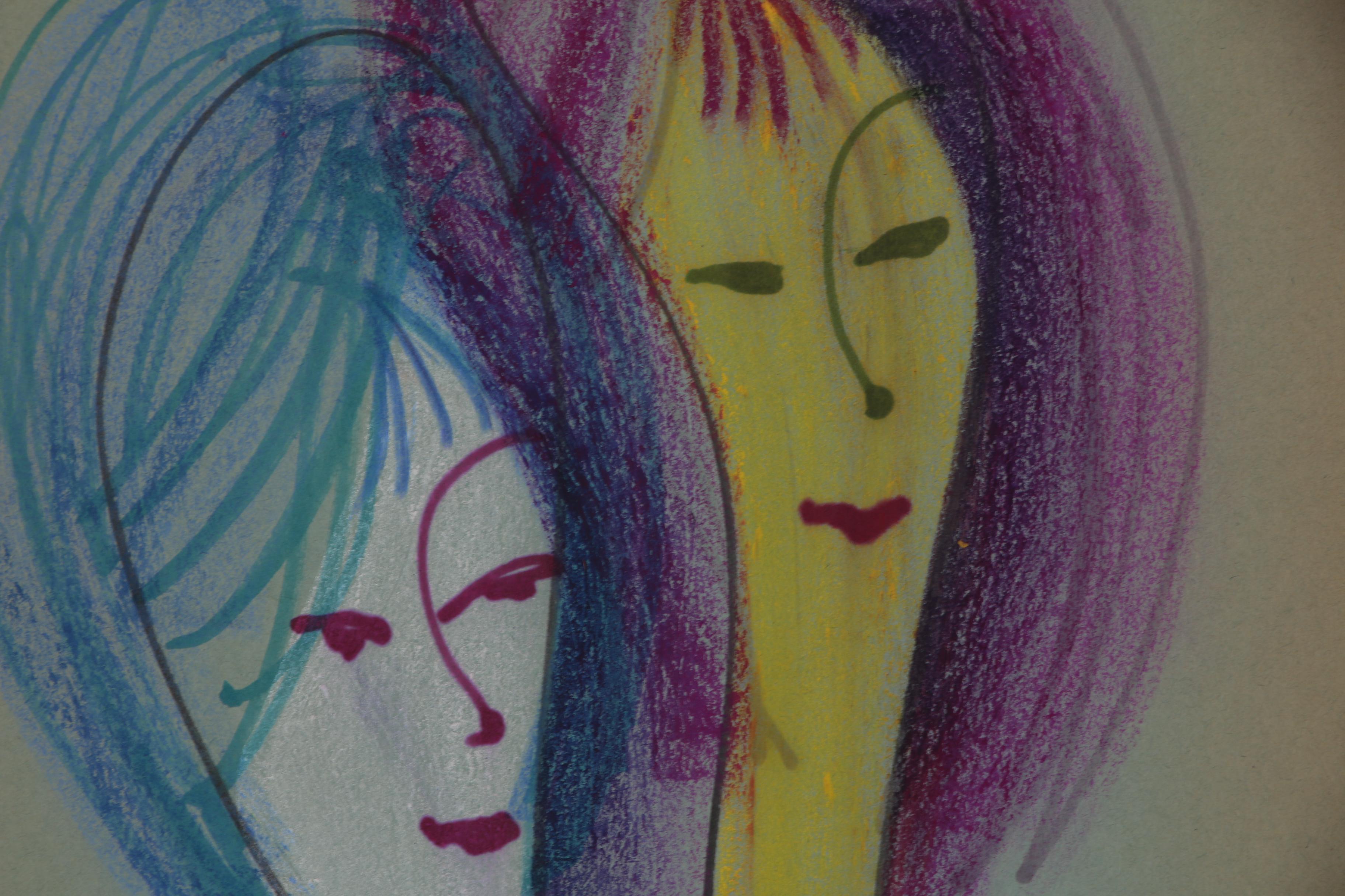 Franklin Folger Ink and Pastel Drawings of Female Figures