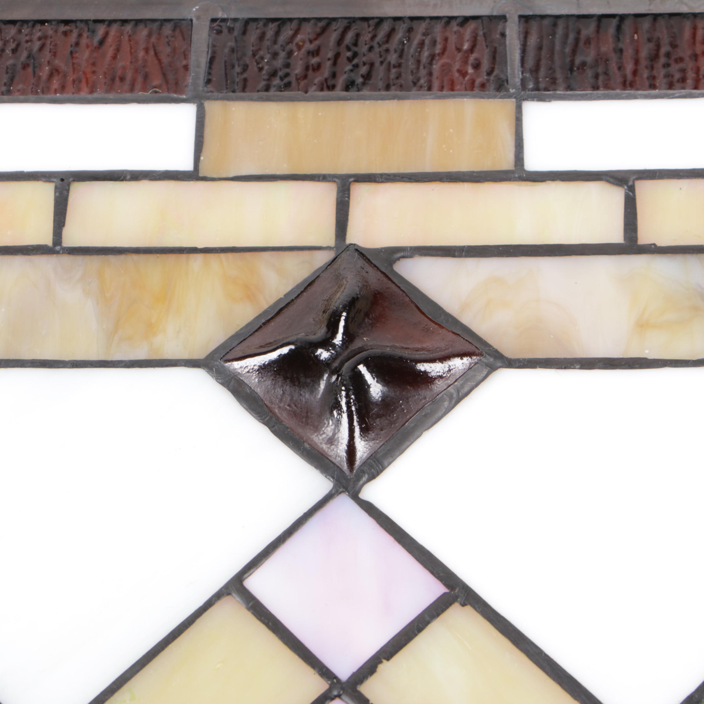 Geometric Stained and Slag Glass Hanging Wall Panel