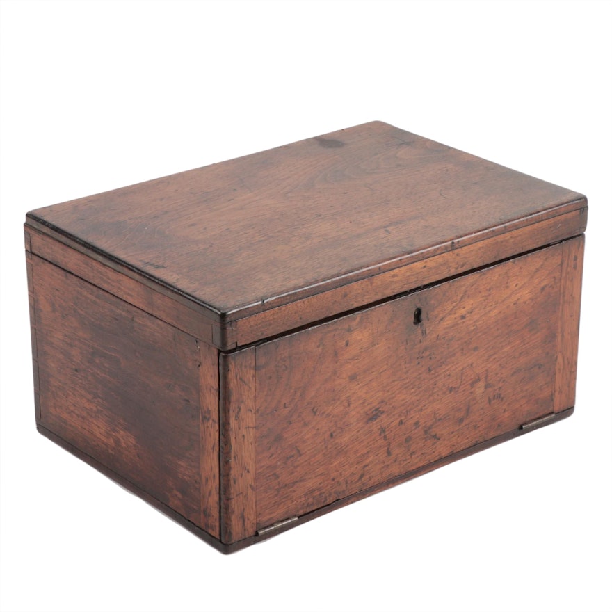 Walnut Lift-Lid and Fall-Front Table Box, 19th Century