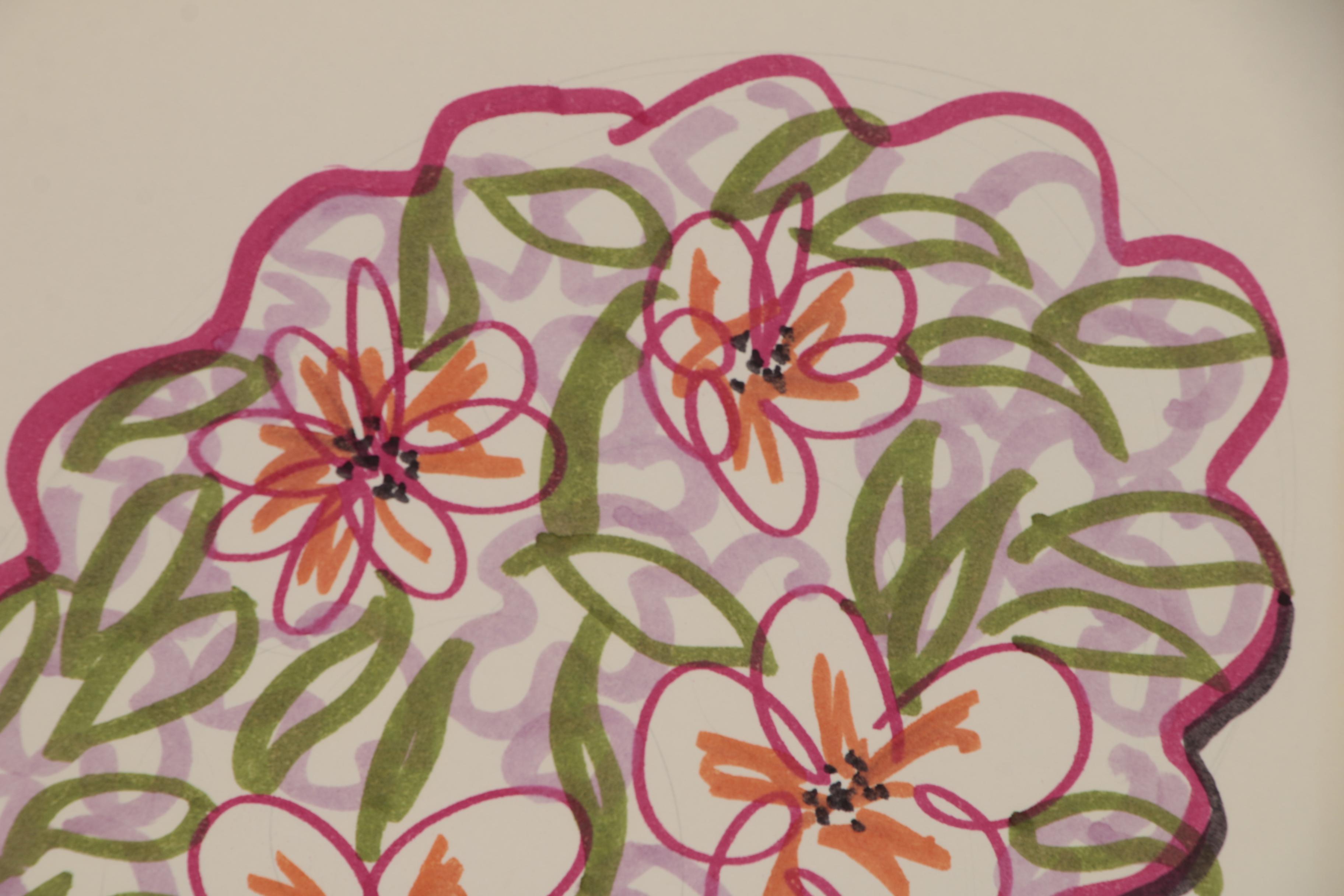 Franklin Folger Ink Drawing of Woman with Flowered Hat