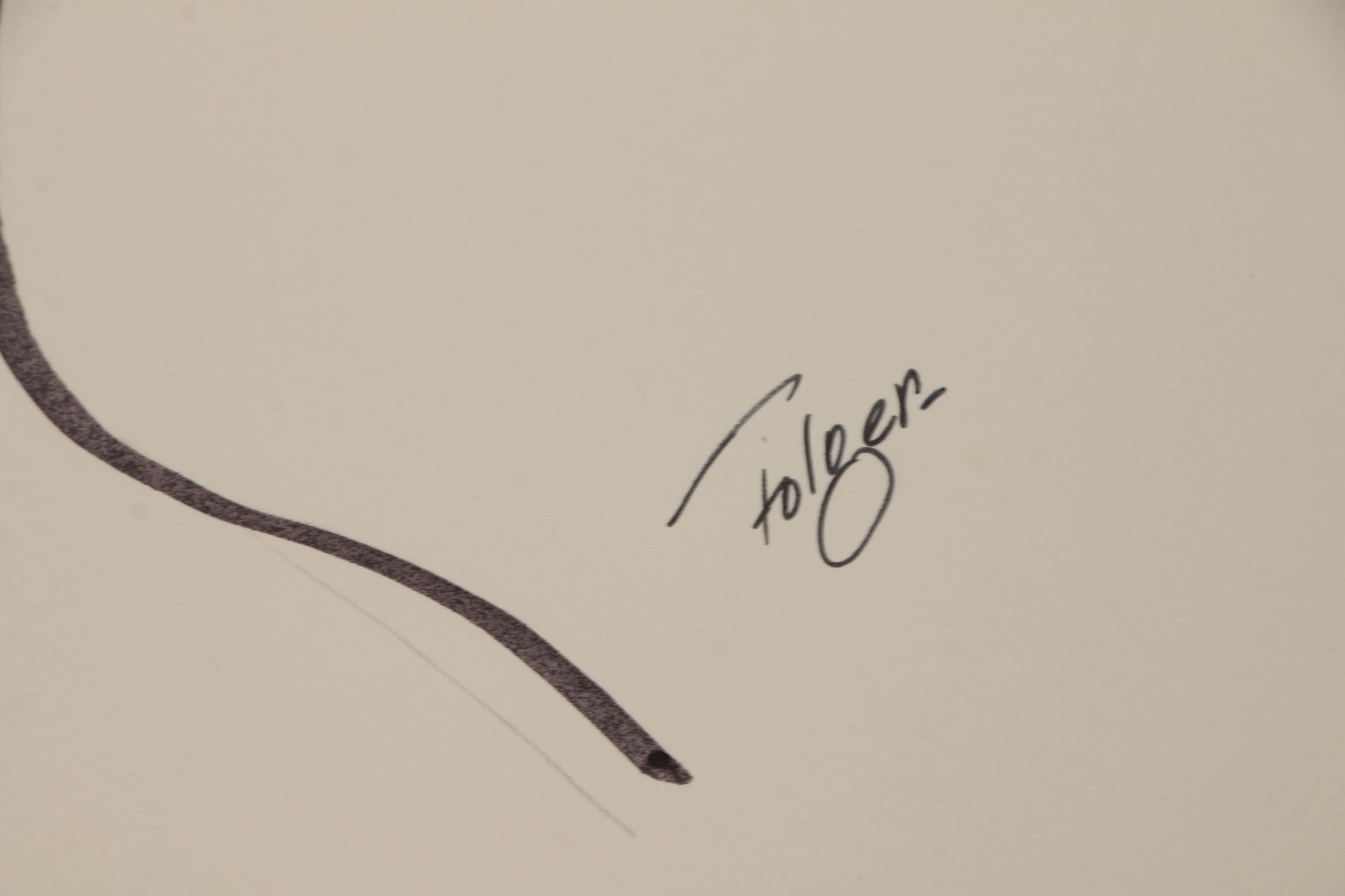 Franklin Folger Ink Drawing of Woman with Flowered Hat