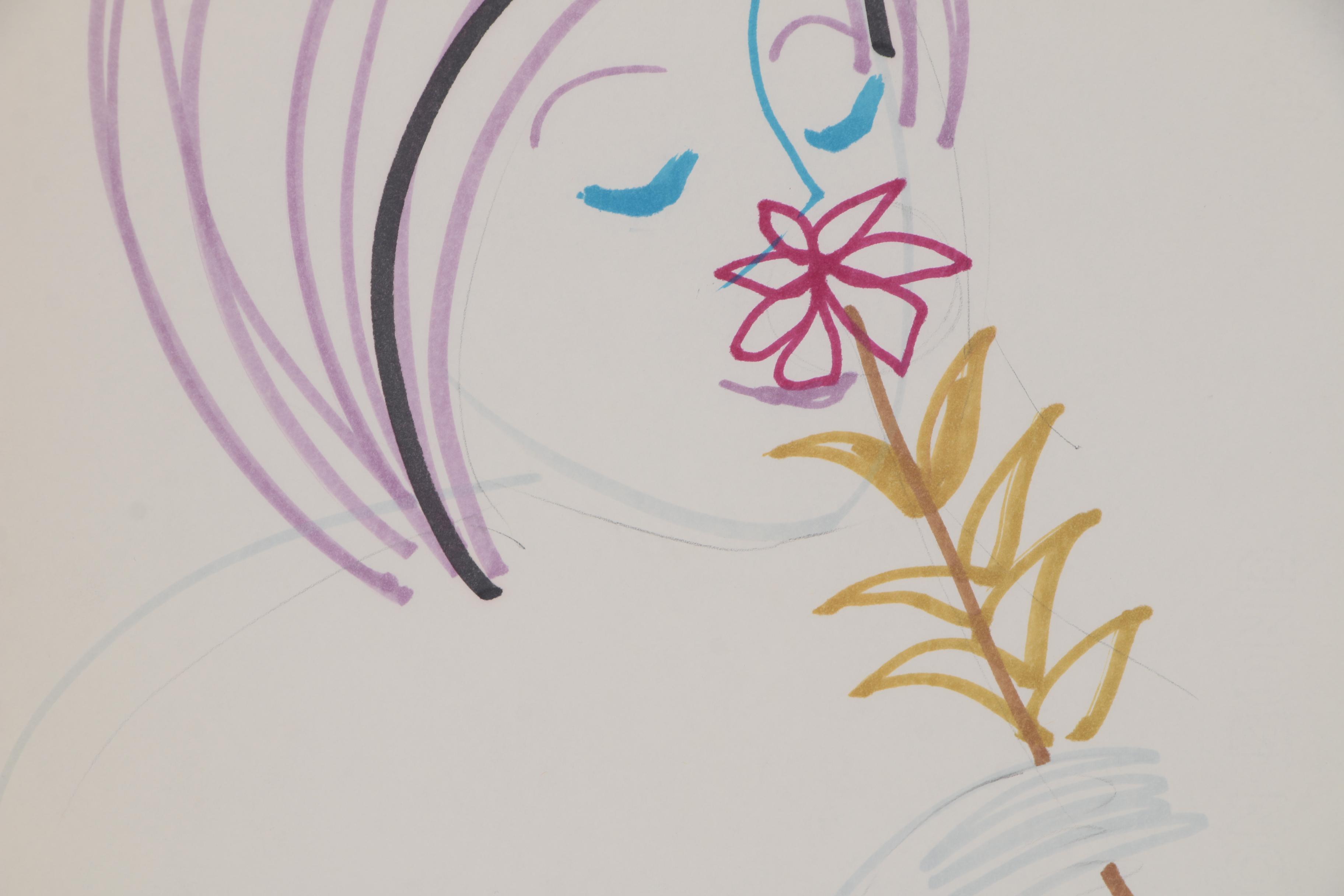 Franklin Folger Ink and Graphite Drawing of Female Figure