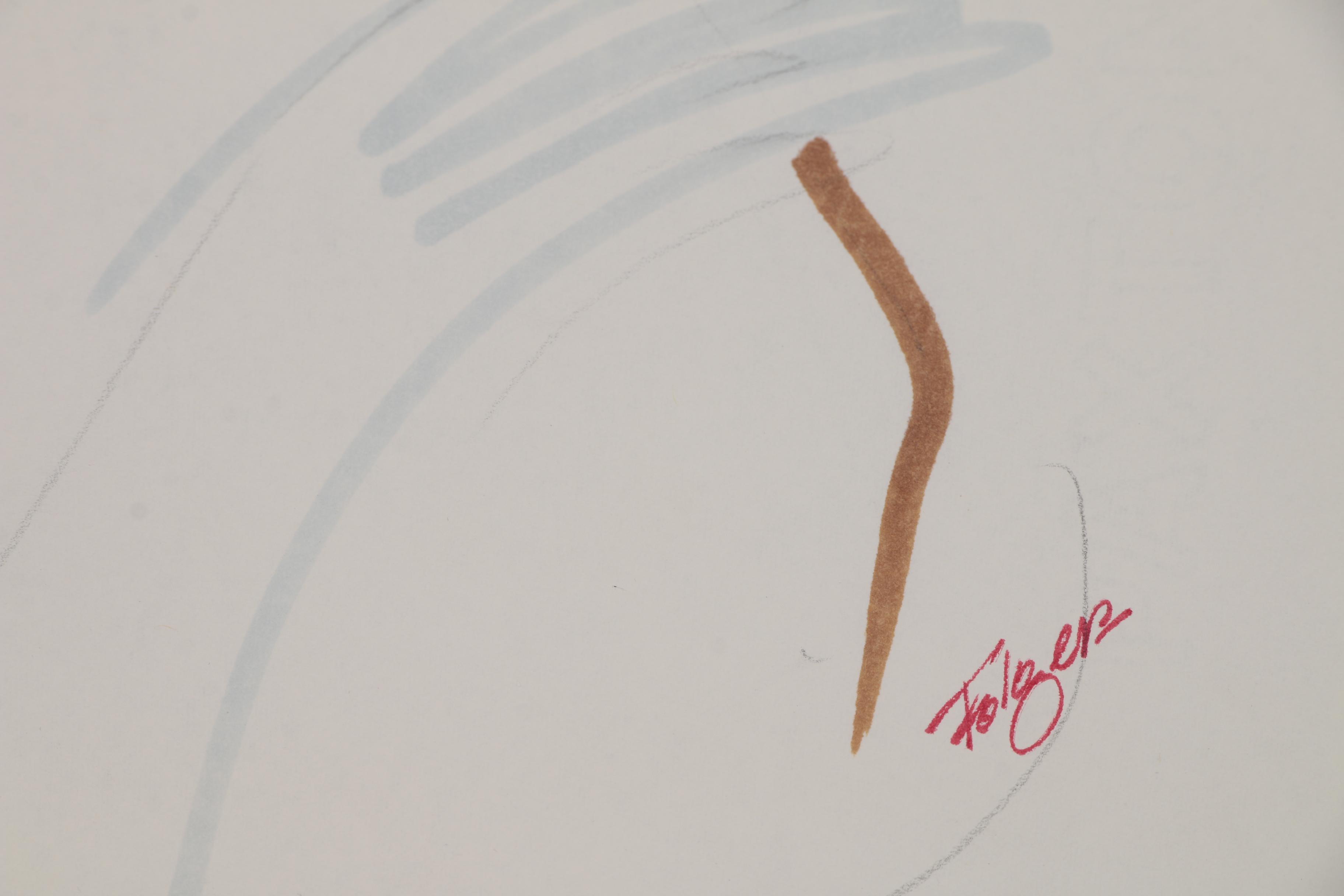 Franklin Folger Ink and Graphite Drawing of Female Figure