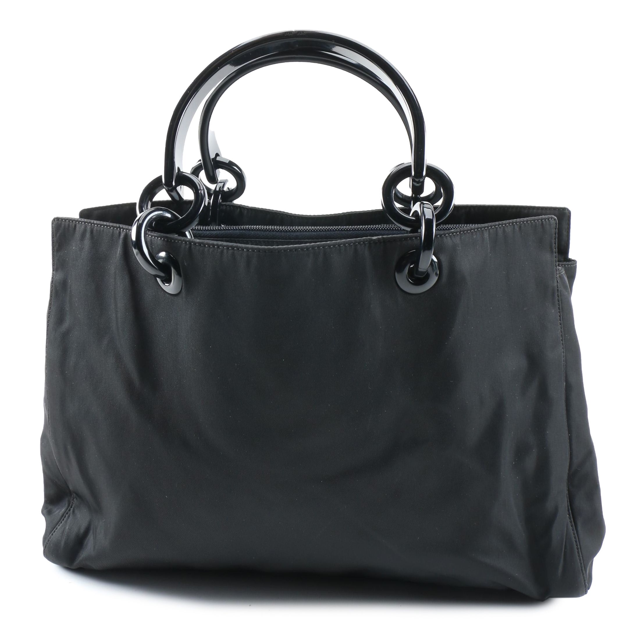 Prada Ring Handle Tote in Black Tessuto Nylon