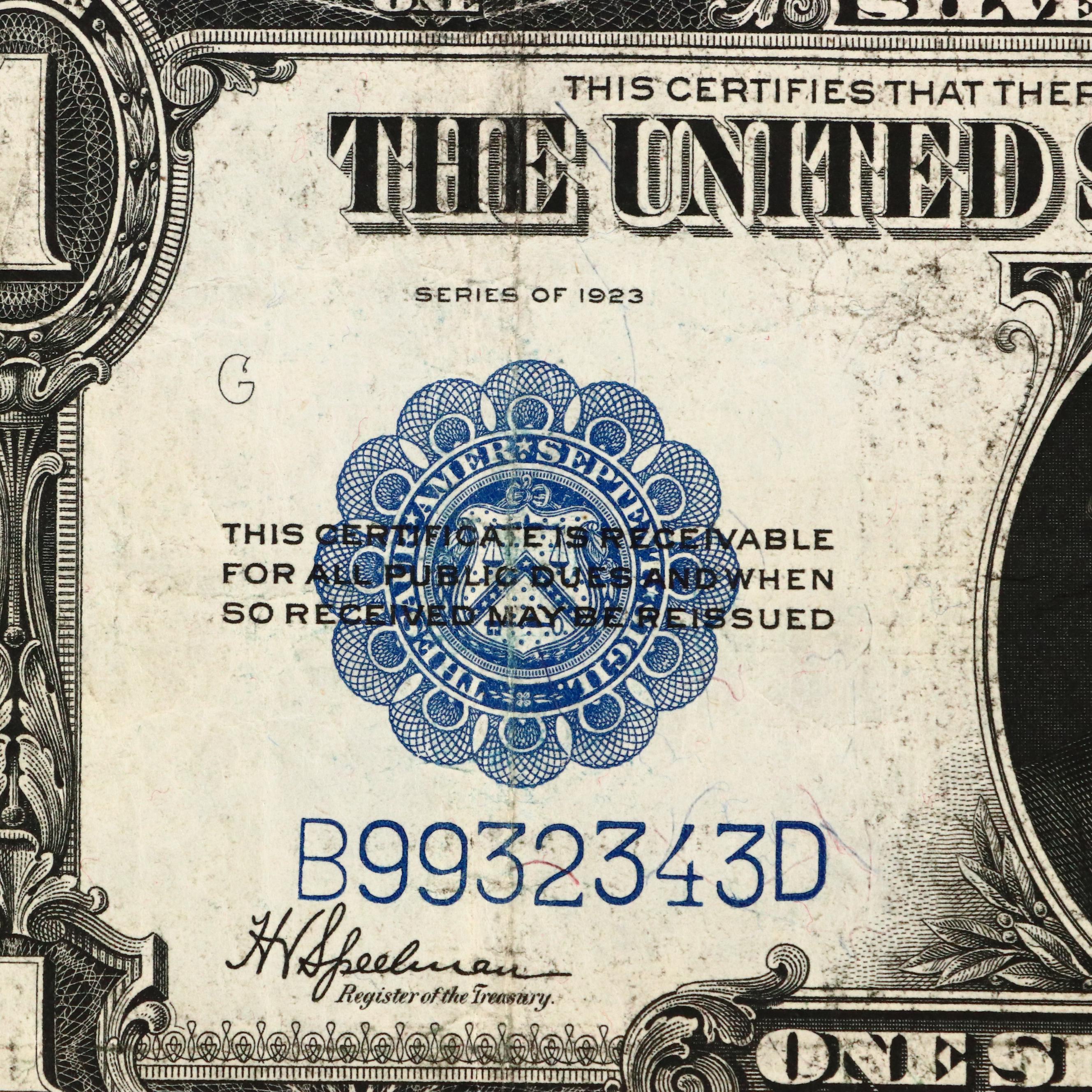 Set of Five Large Format Obsolete Antique U.S. Banknotes