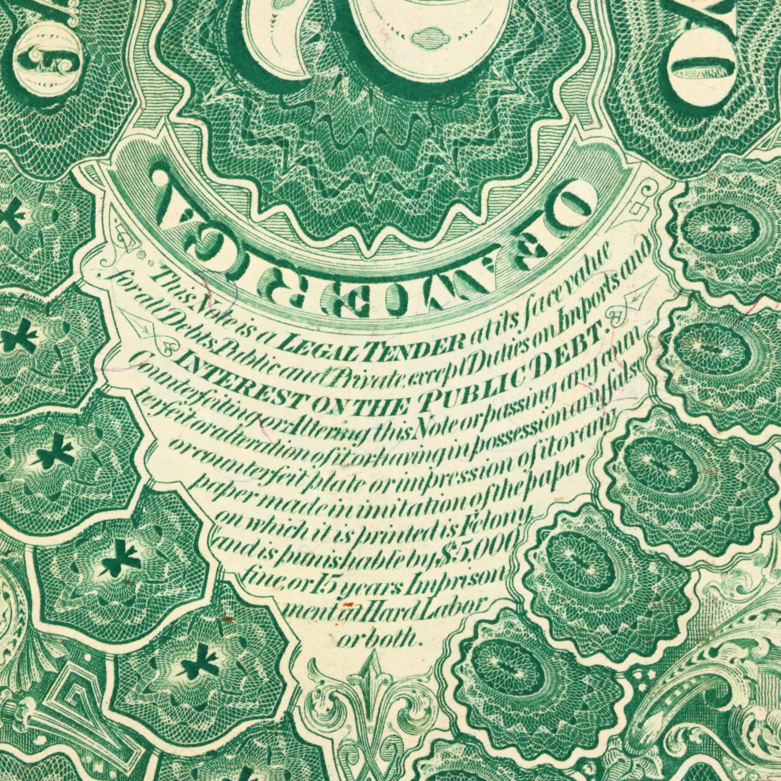 Set of Five Large Format Obsolete Antique U.S. Banknotes