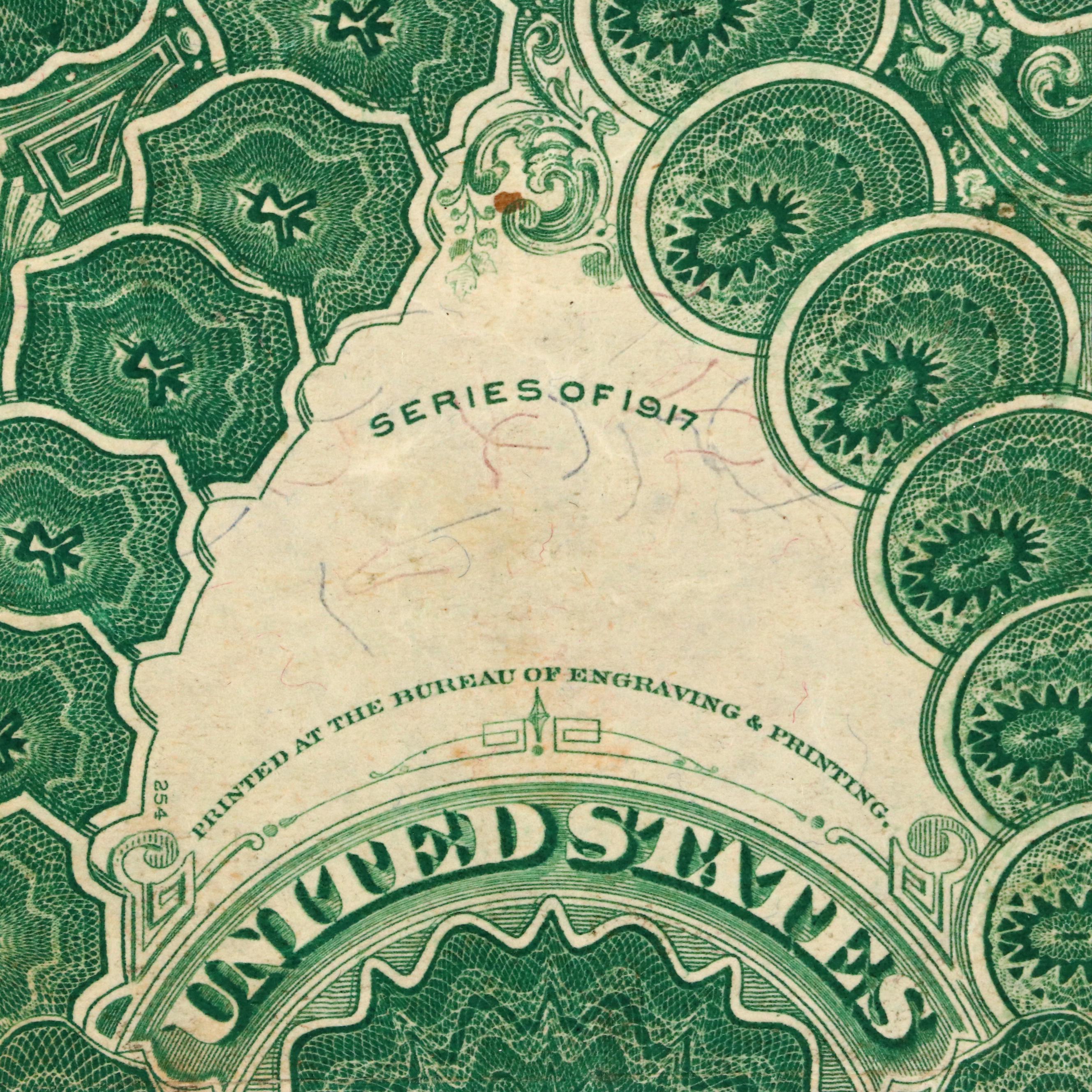 Set of Five Large Format Obsolete Antique U.S. Banknotes