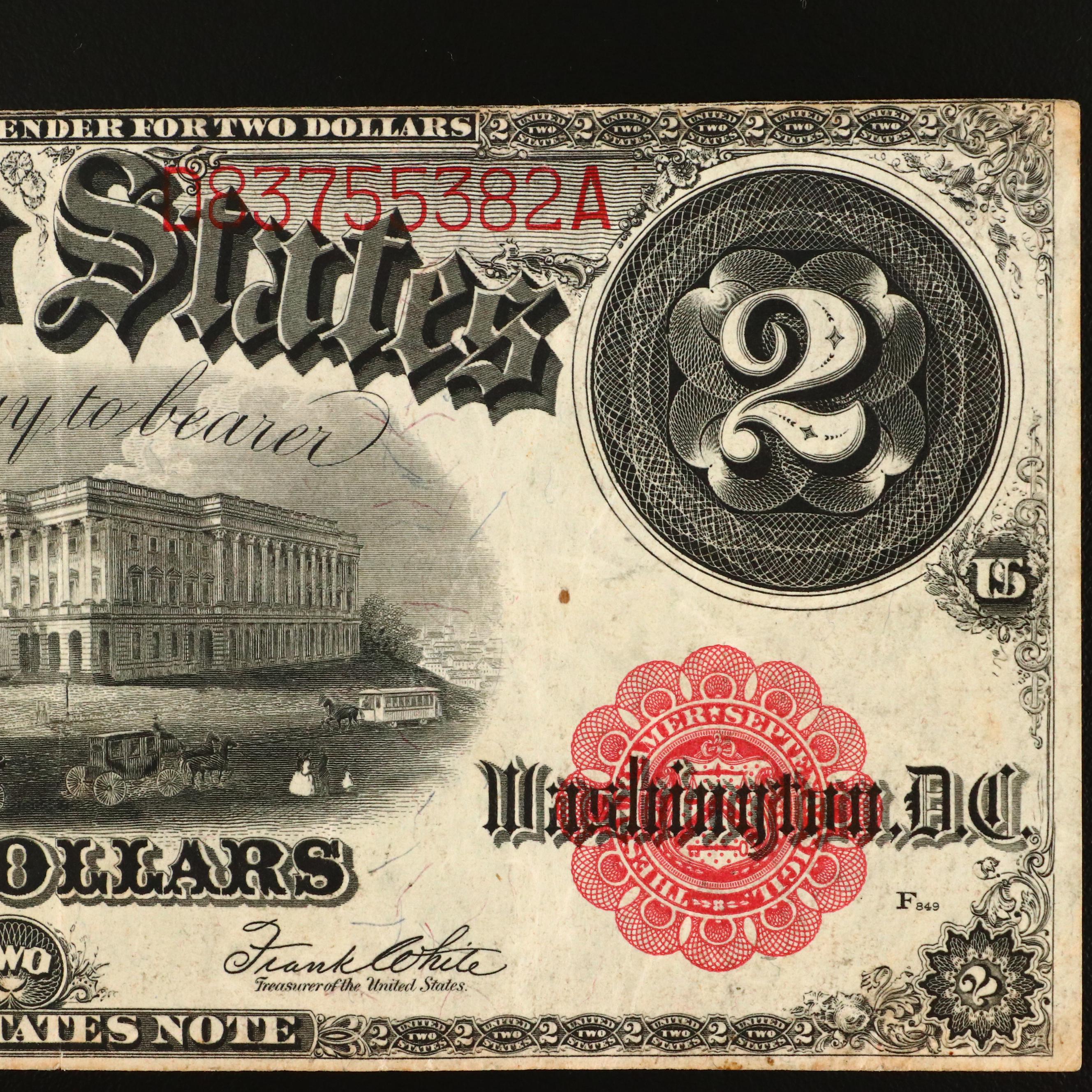 Set of Five Large Format Obsolete Antique U.S. Banknotes