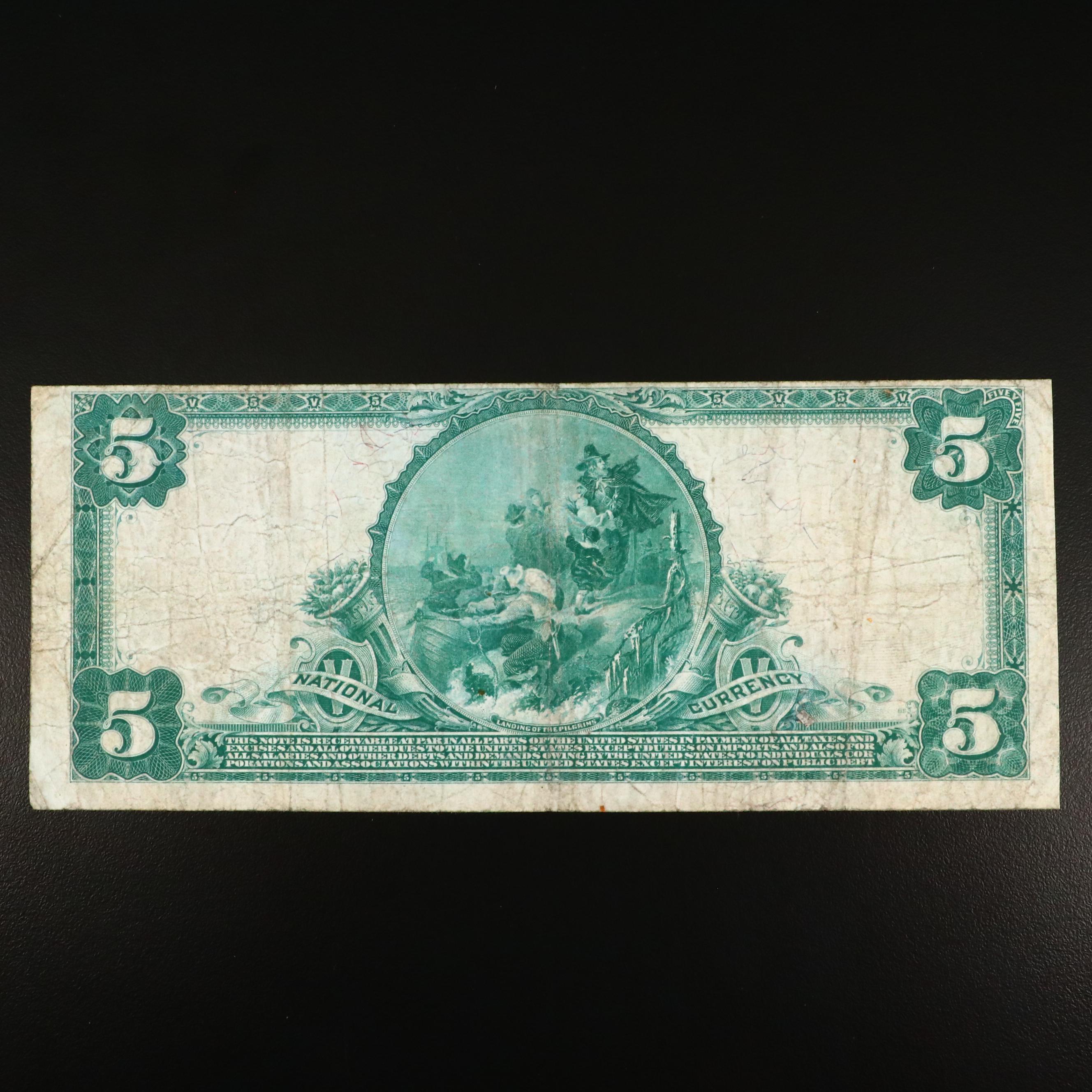 Set of Five Large Format Obsolete Antique U.S. Banknotes