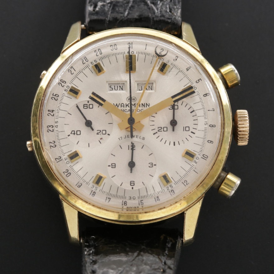 Vintage Wakmann Triple Calendar Chronograph Wristwatch