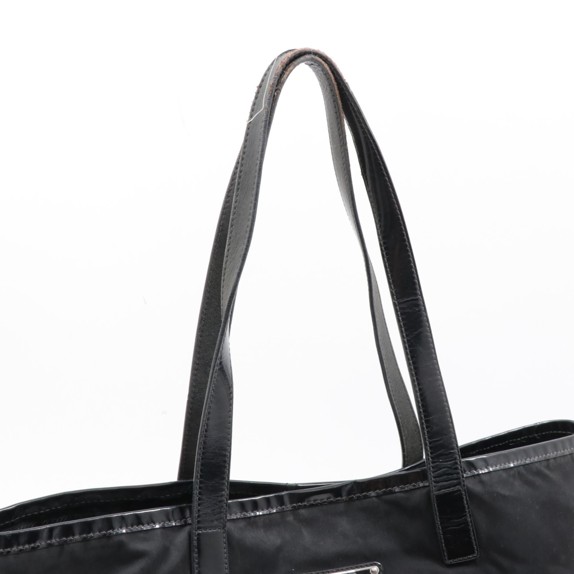 Prada Tessuto Nylon and Leather Tote Bag in Black
