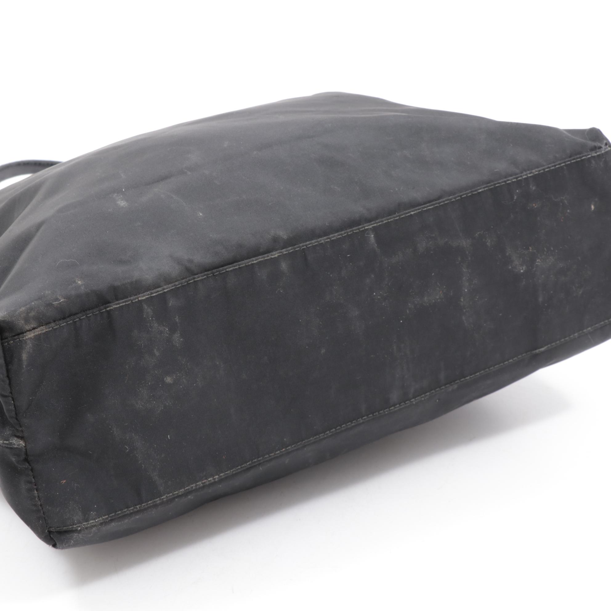 Prada Tessuto Nylon and Leather Tote Bag in Black
