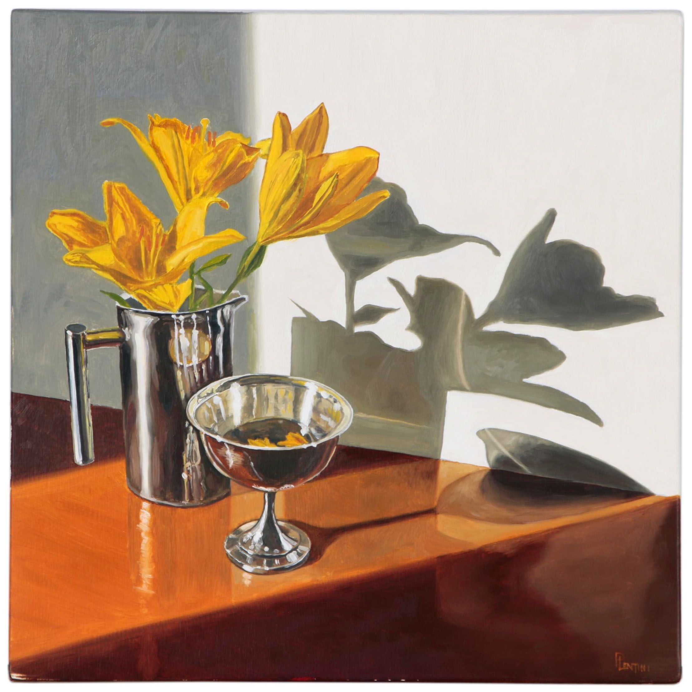 Peter Lentini Still Life Oil Painting "Three Lilies"