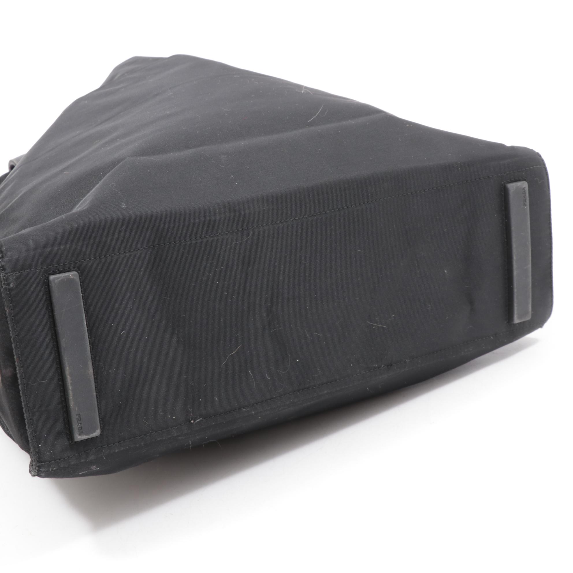 Prada Black Tessuto Nylon Tote Bag with Leather Straps