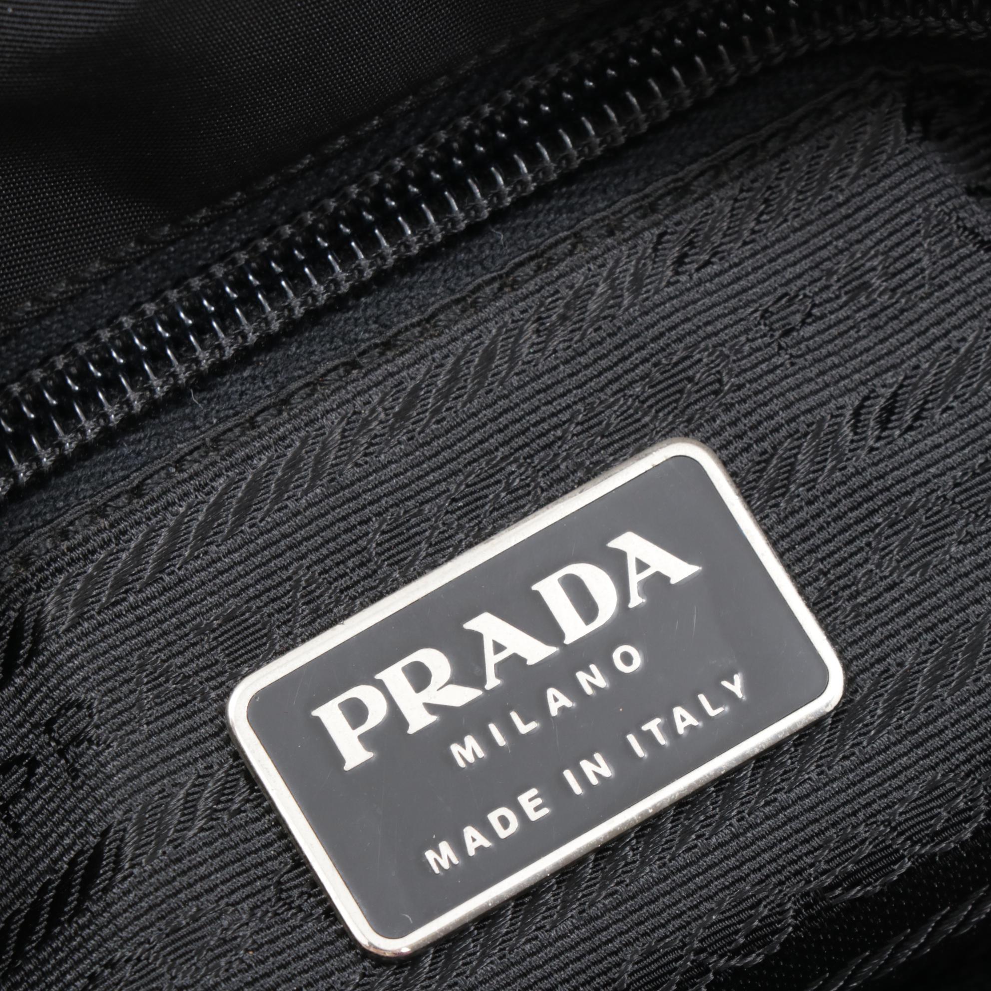 Prada Black Tessuto Nylon Tote Bag with Leather Straps