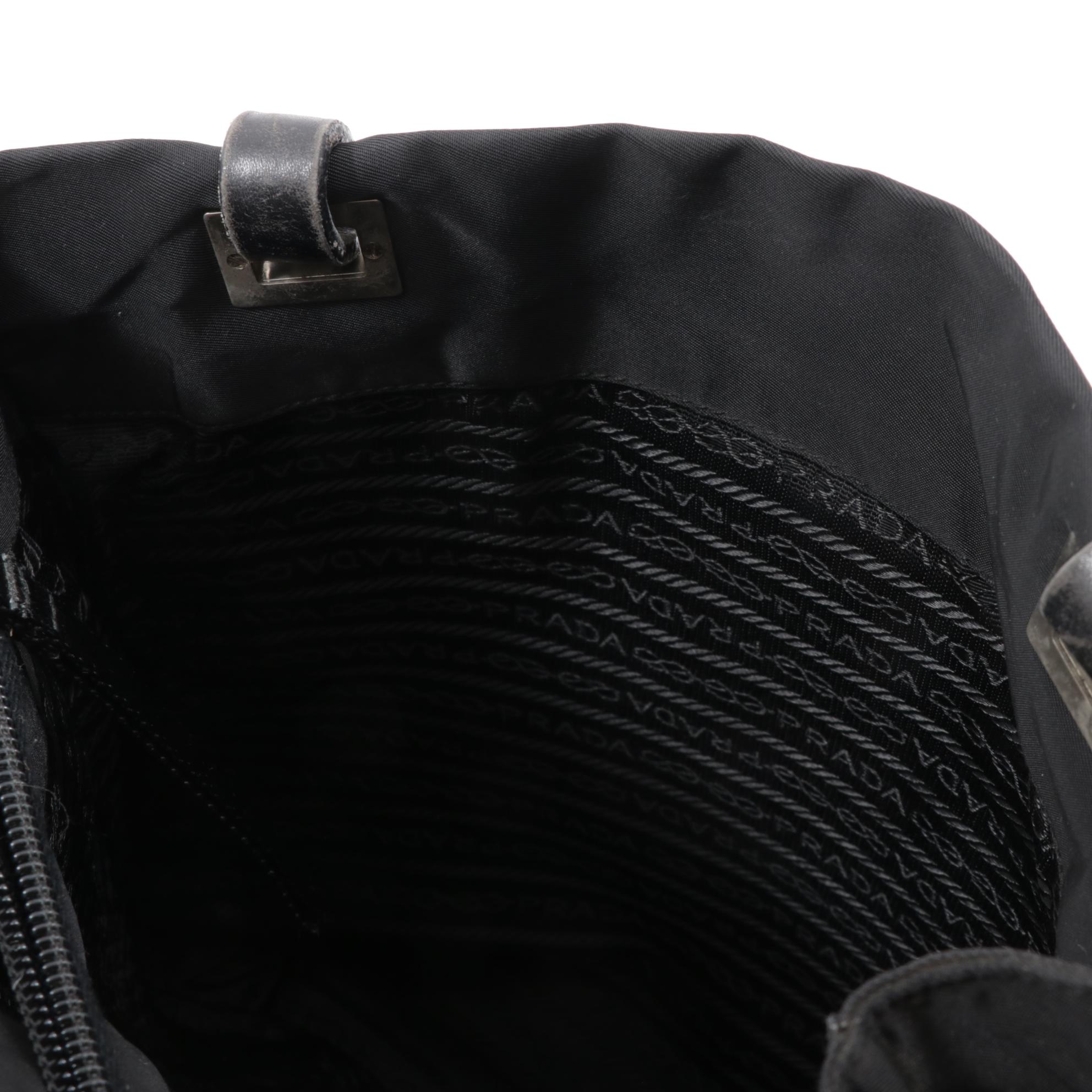 Prada Black Tessuto Nylon Tote Bag with Leather Straps