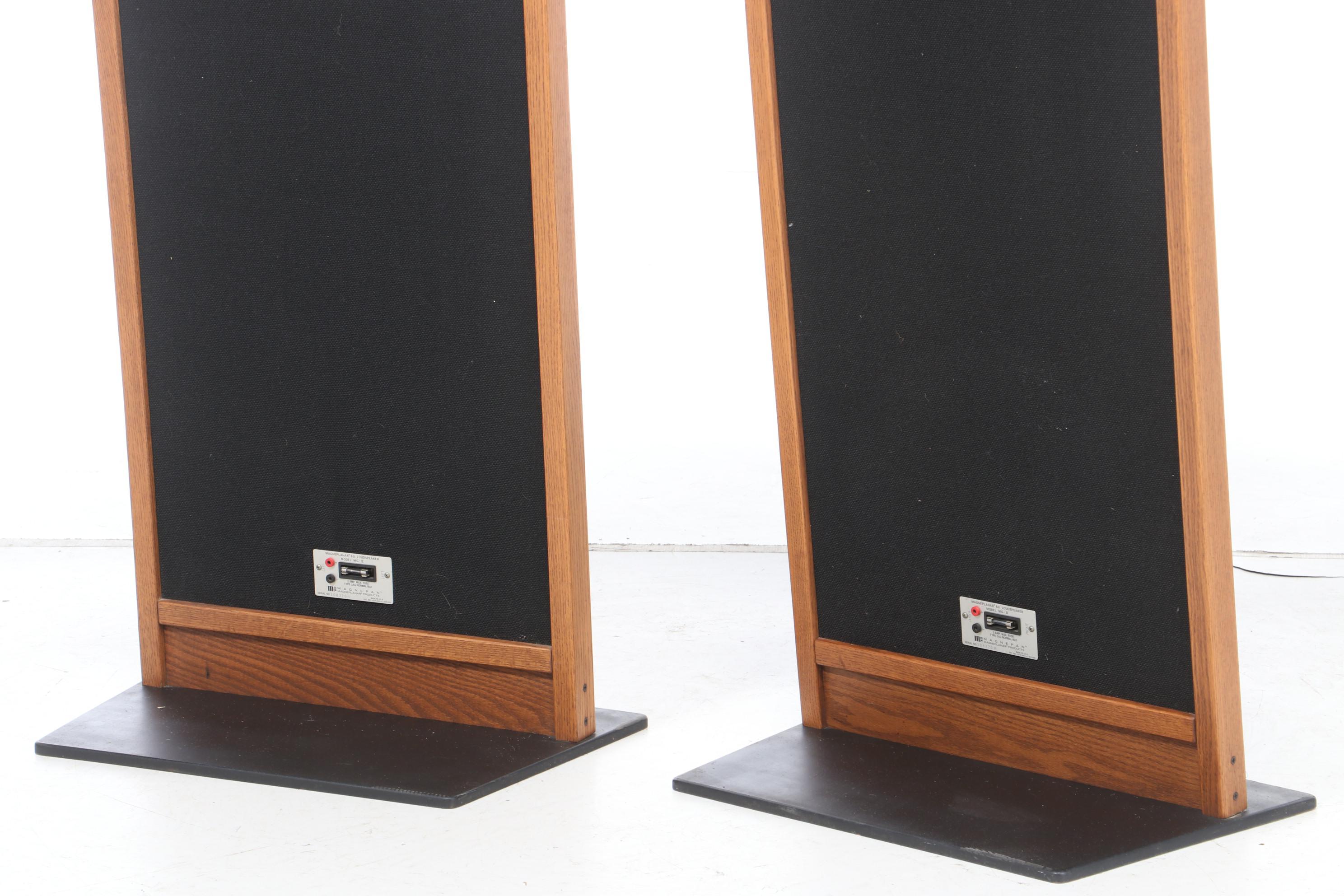 Magnaplanar Magnaplan MG-II Oak Framed Flat Panel Speakers, 1970s