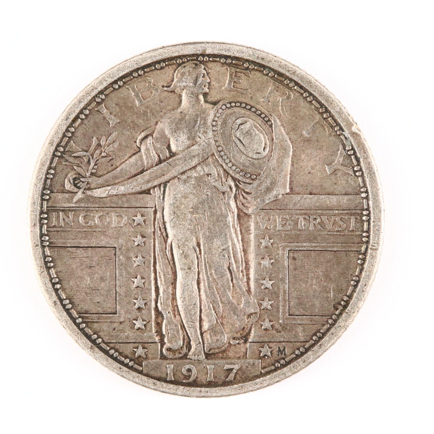 1917 Standing Liberty Silver Quarter, Variety 1