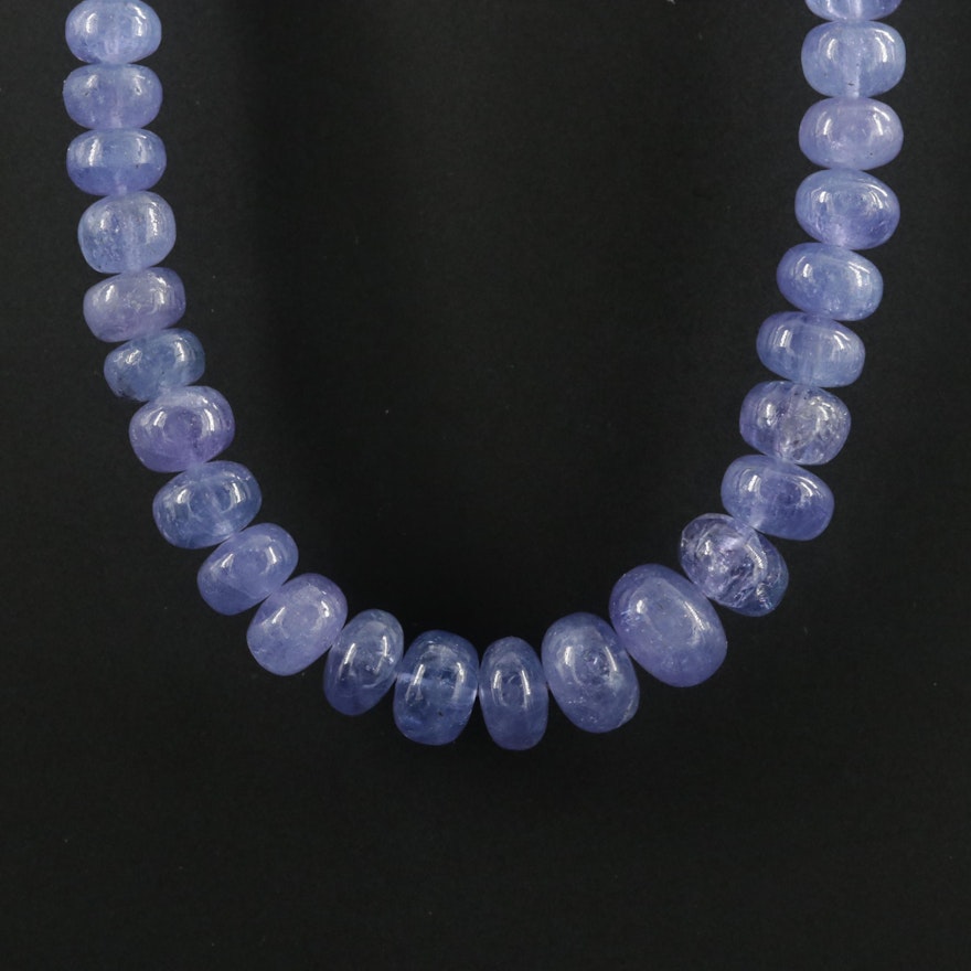 Tanzanite Beaded Necklace with 14K Gold Clasp