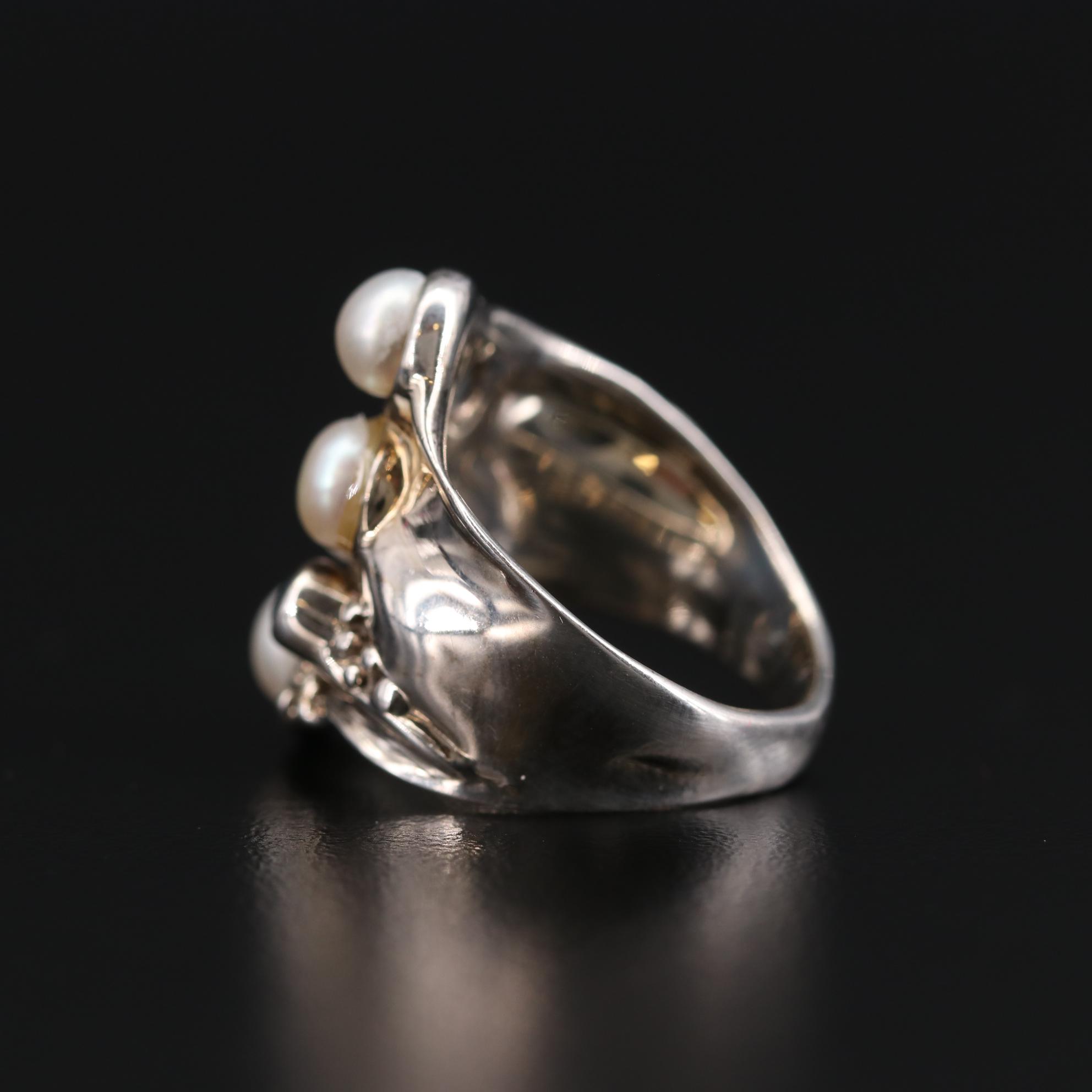 Sterling Silver Topaz and Cultured Pearl Ring