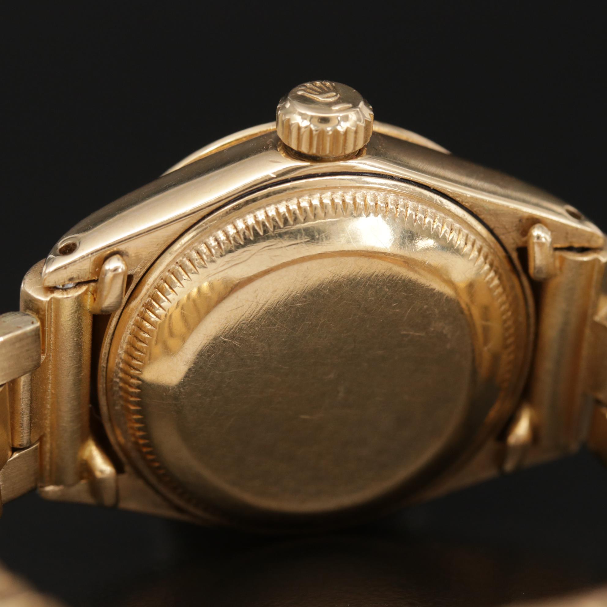 Vintage Rolex Diamond Dial Datejust "President" 18K Gold Watch, 1975