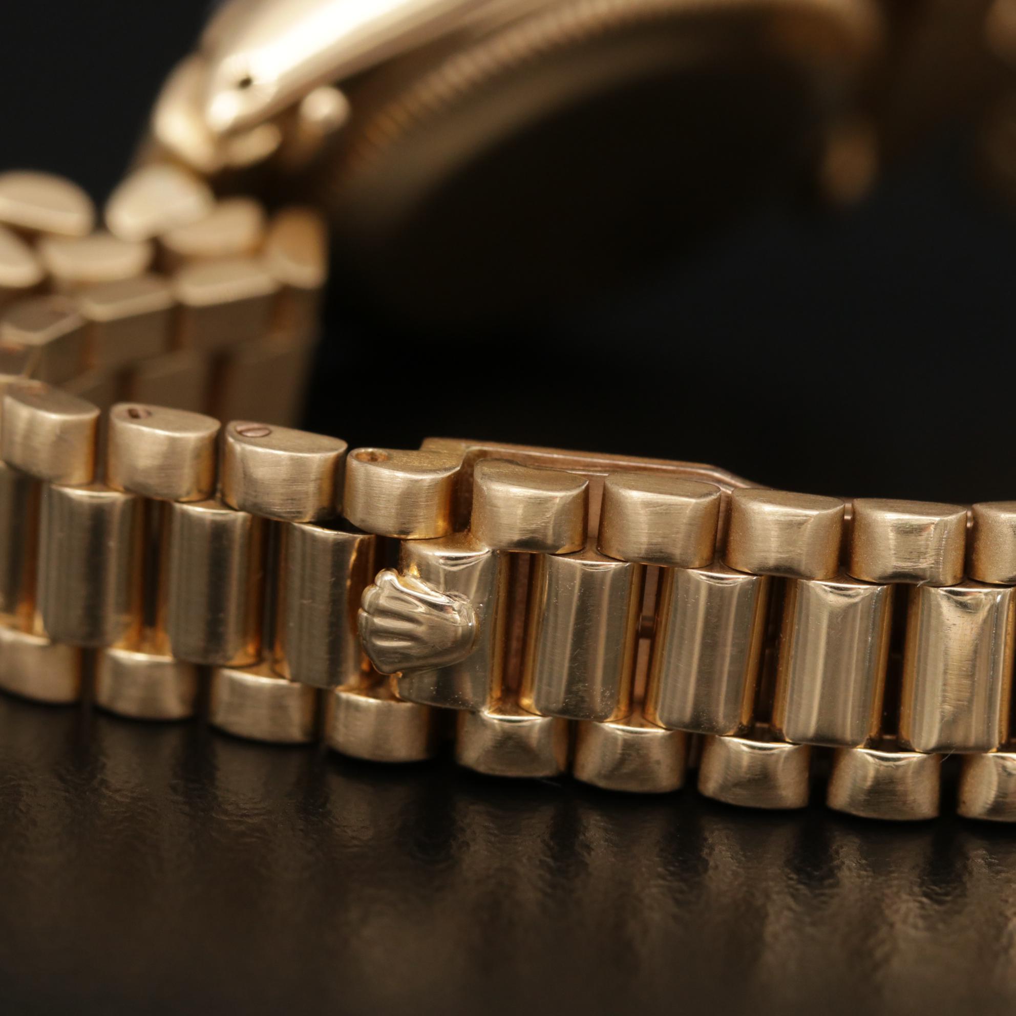 Vintage Rolex Diamond Dial Datejust "President" 18K Gold Watch, 1975