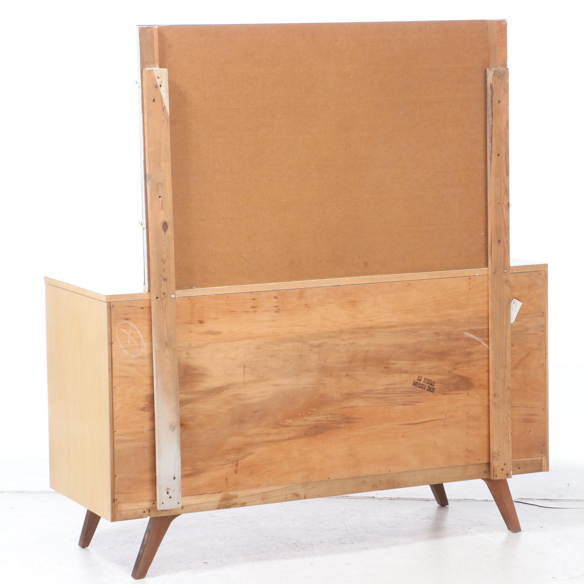 Mid Century Modern Johnson-Carper Blonde Birch Dresser with Mirror
