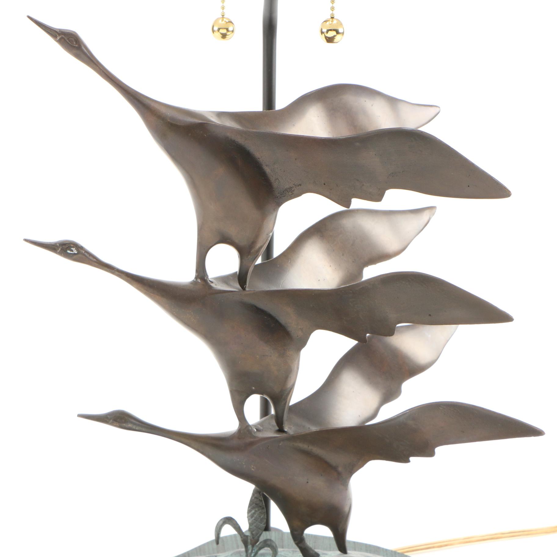 Frederick Cooper Bronze Flying Geese Table Lamp