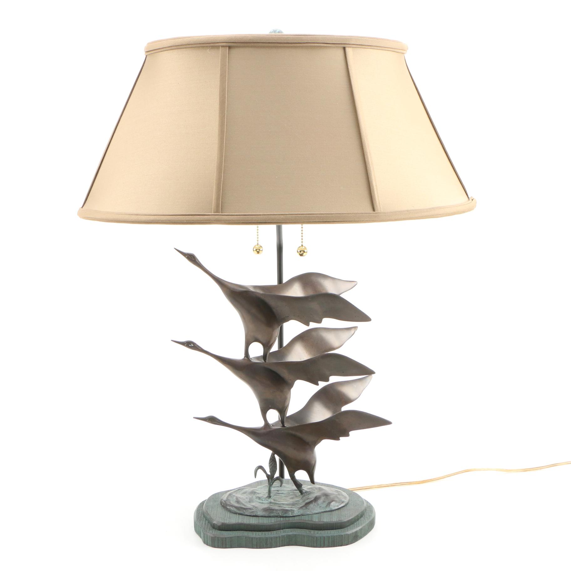 Frederick Cooper Bronze Flying Geese Table Lamp