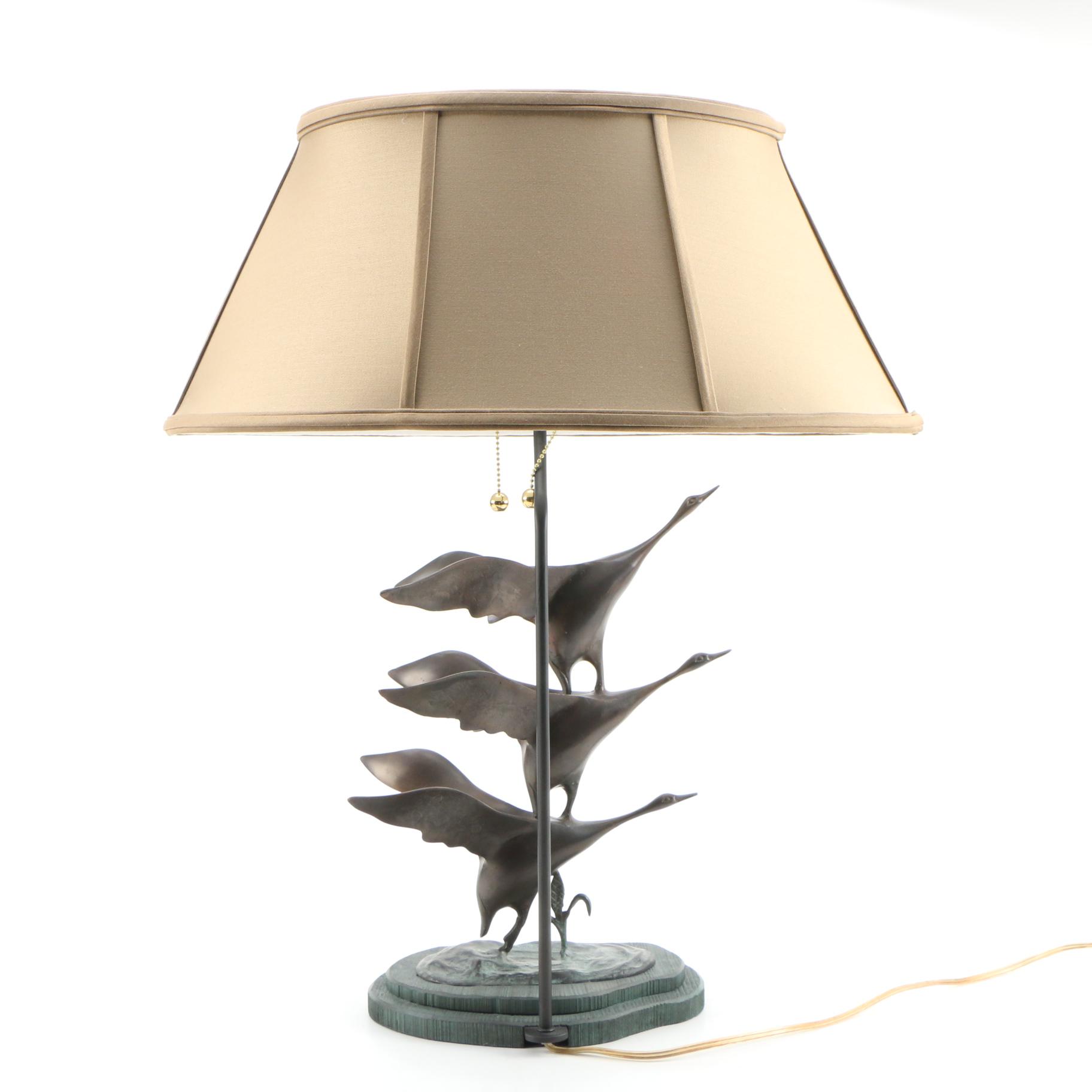 Frederick Cooper Bronze Flying Geese Table Lamp
