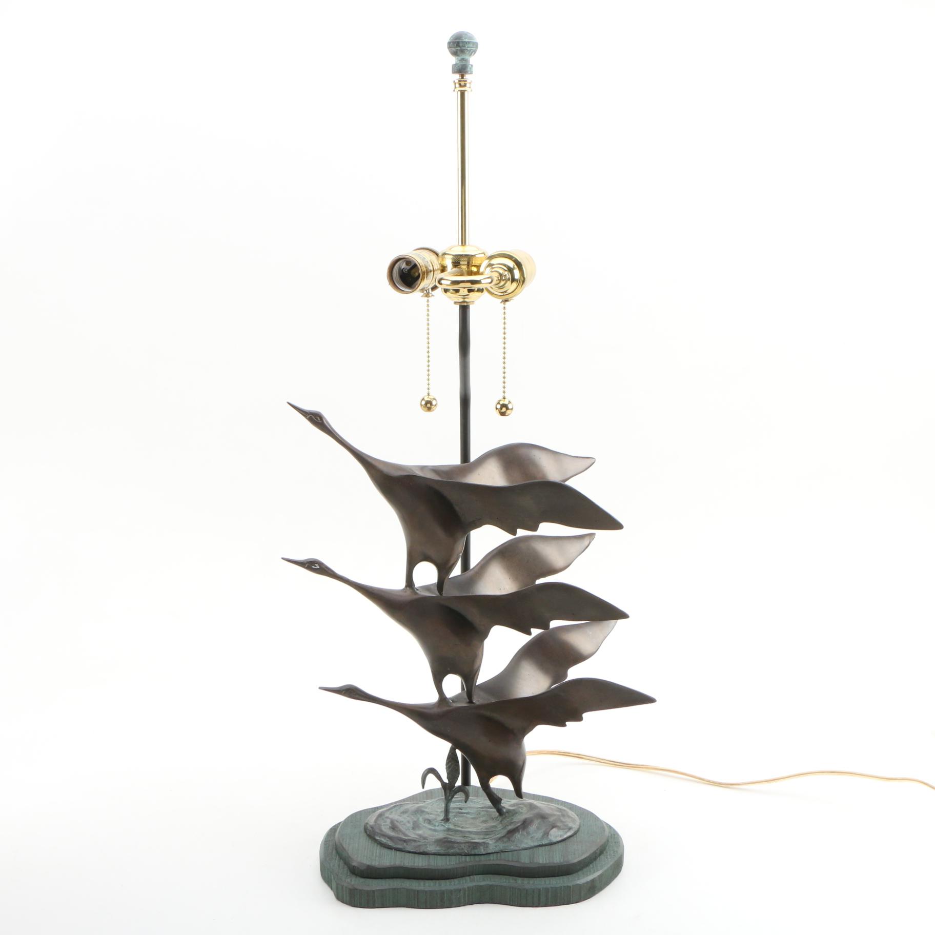Frederick Cooper Bronze Flying Geese Table Lamp