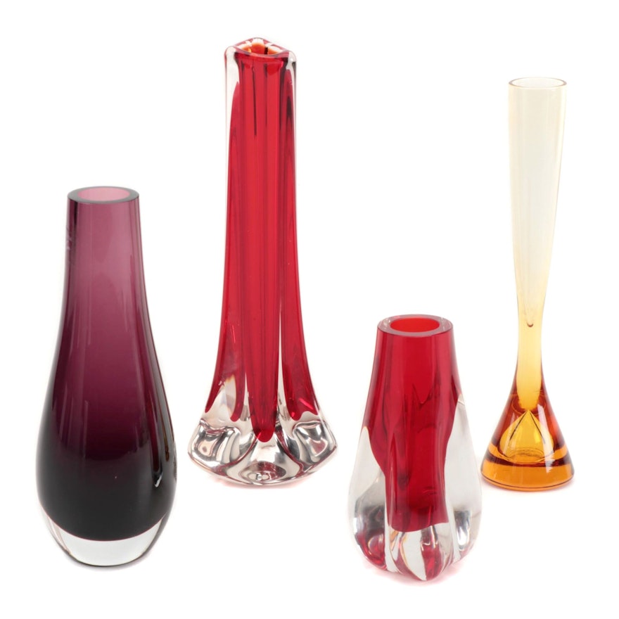 Whitefriars and Caithness Art Glass Vases Including Designs by Geoffrey Baxter