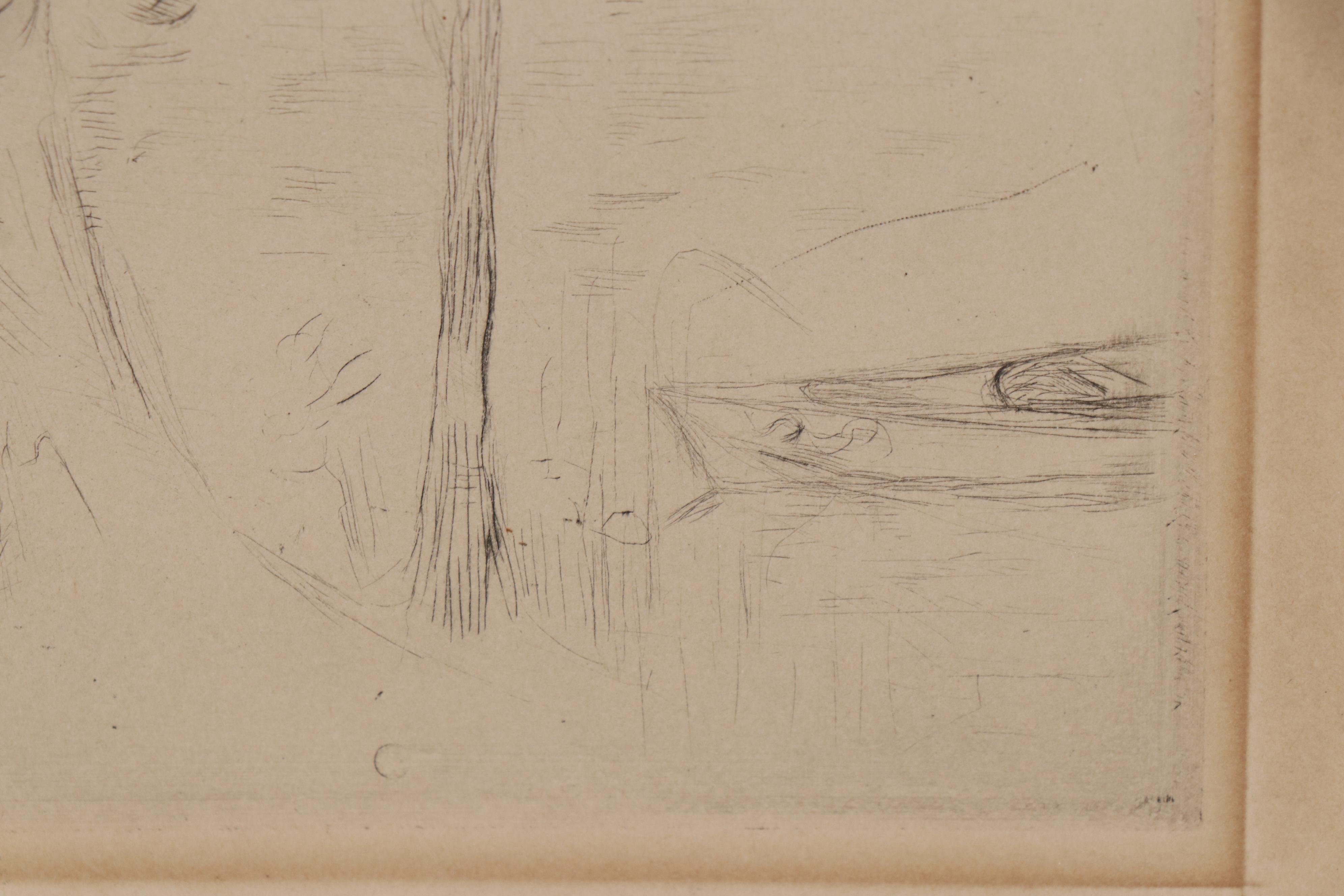 Berthe Morisot Posthumous Restrike Etching "Jardin de Mezy/ Bord du lac"