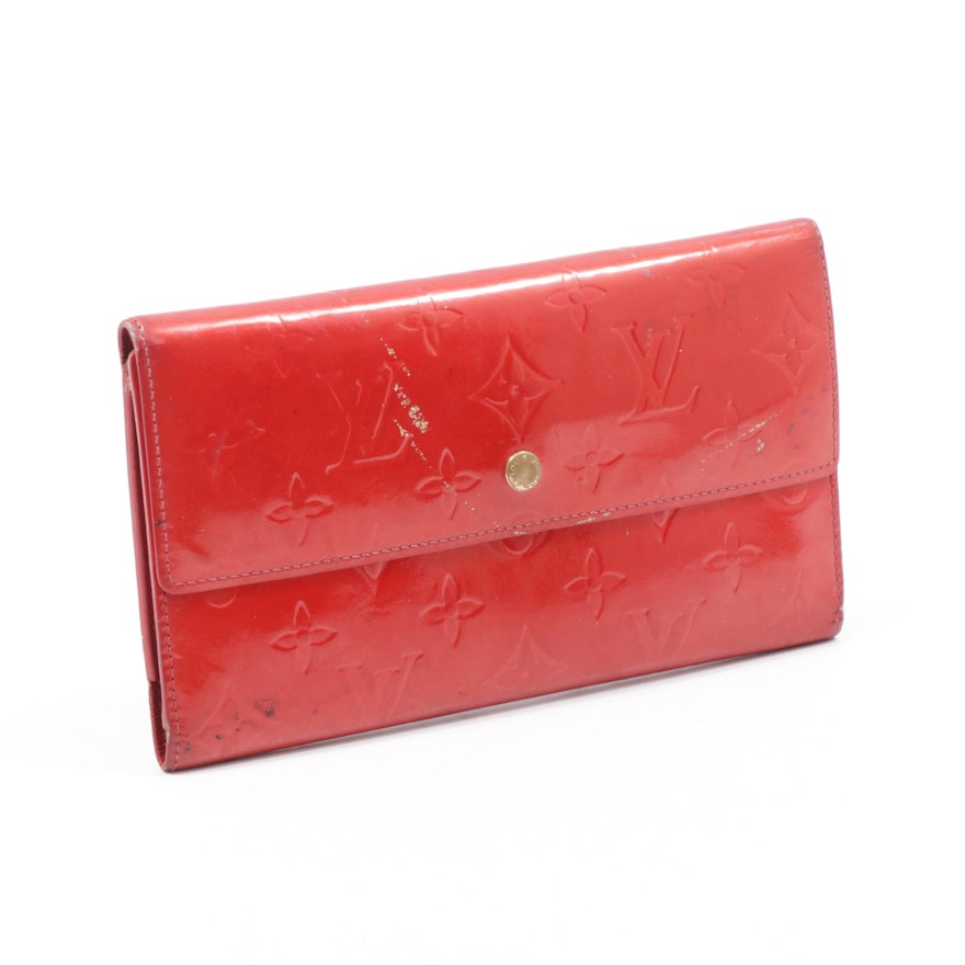 Louis Vuitton Red Monogram Vernis Leather Sarah Wallet
