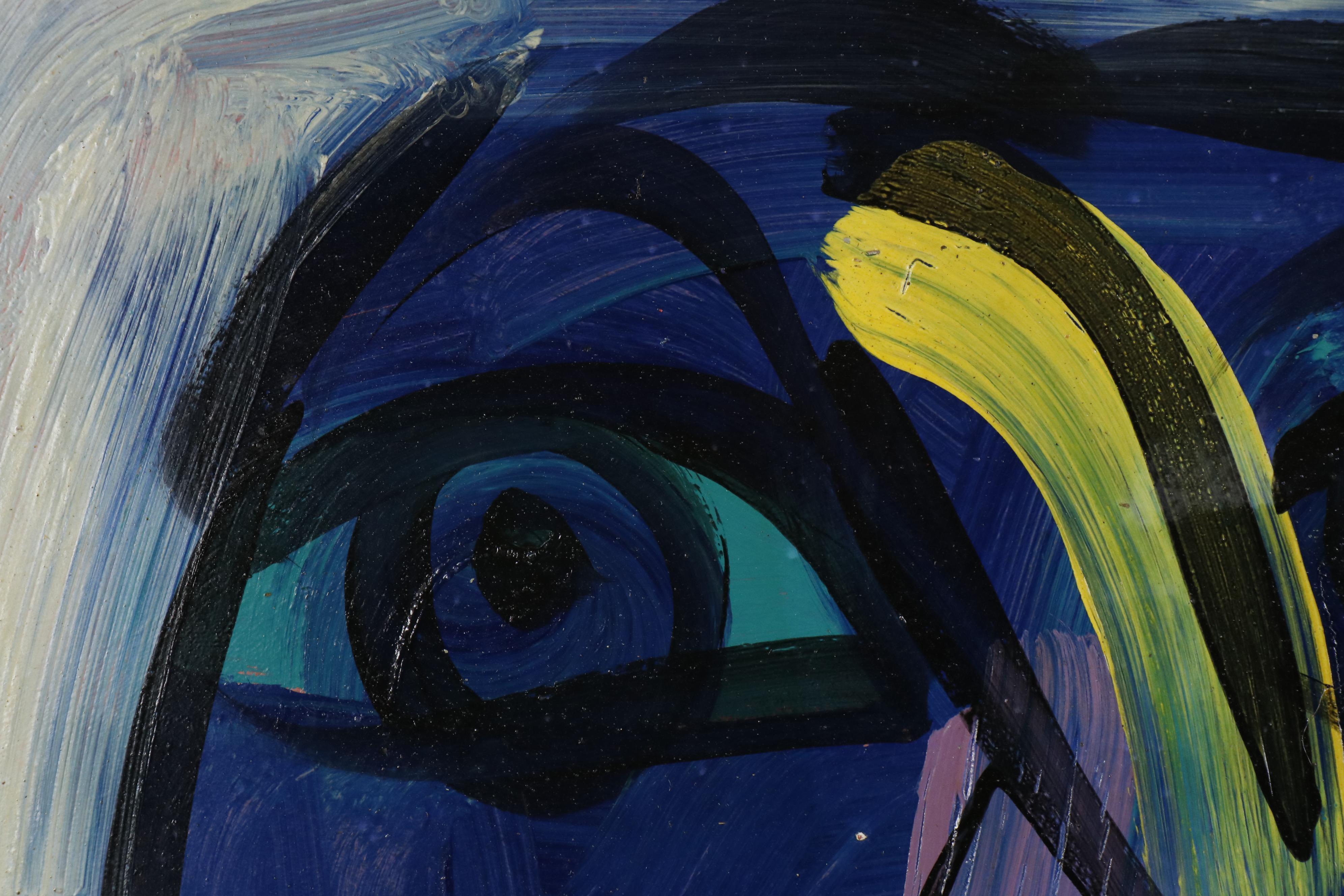 Peter Keil Abstract Portrait Oil Painting "Blue"