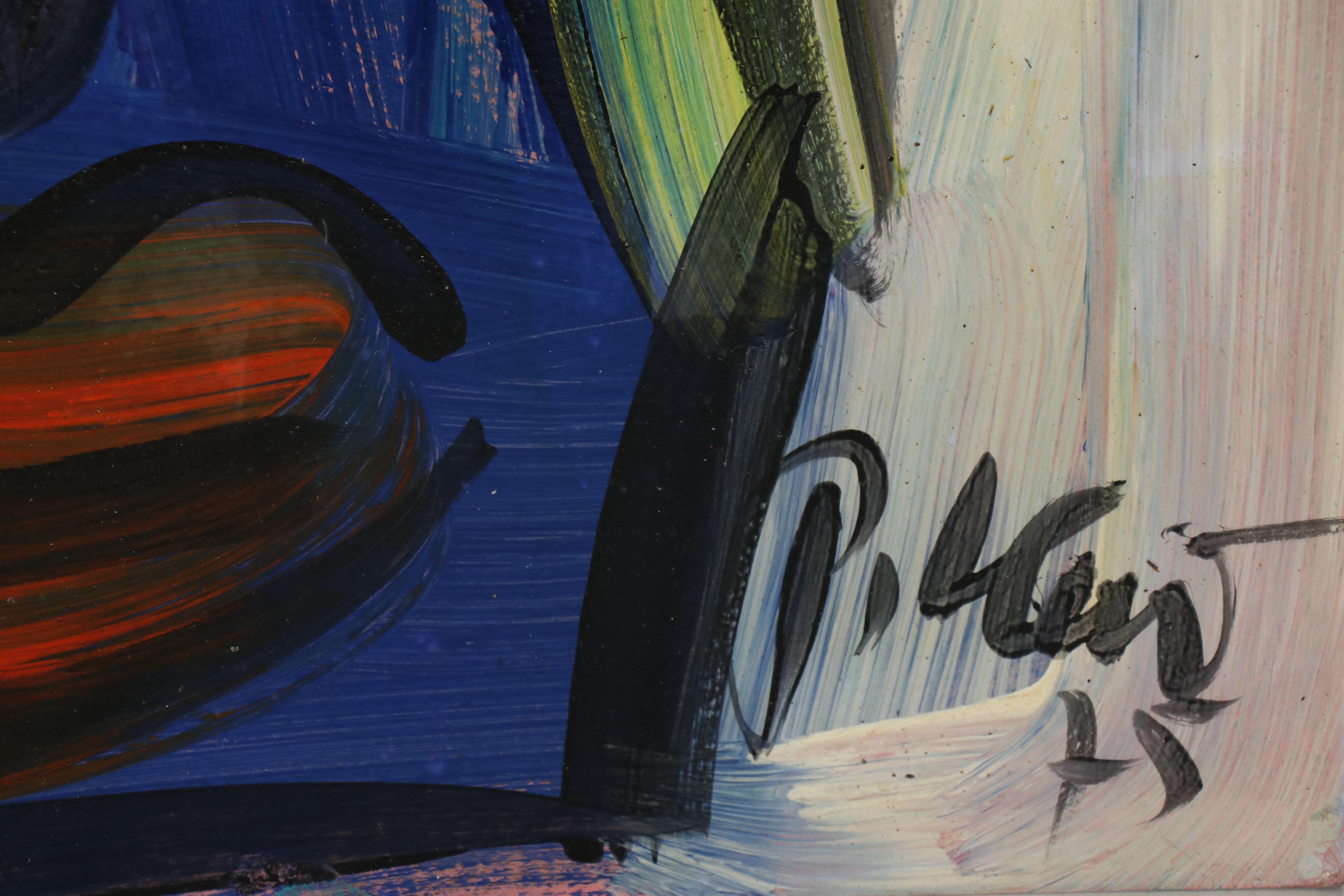 Peter Keil Abstract Portrait Oil Painting "Blue"